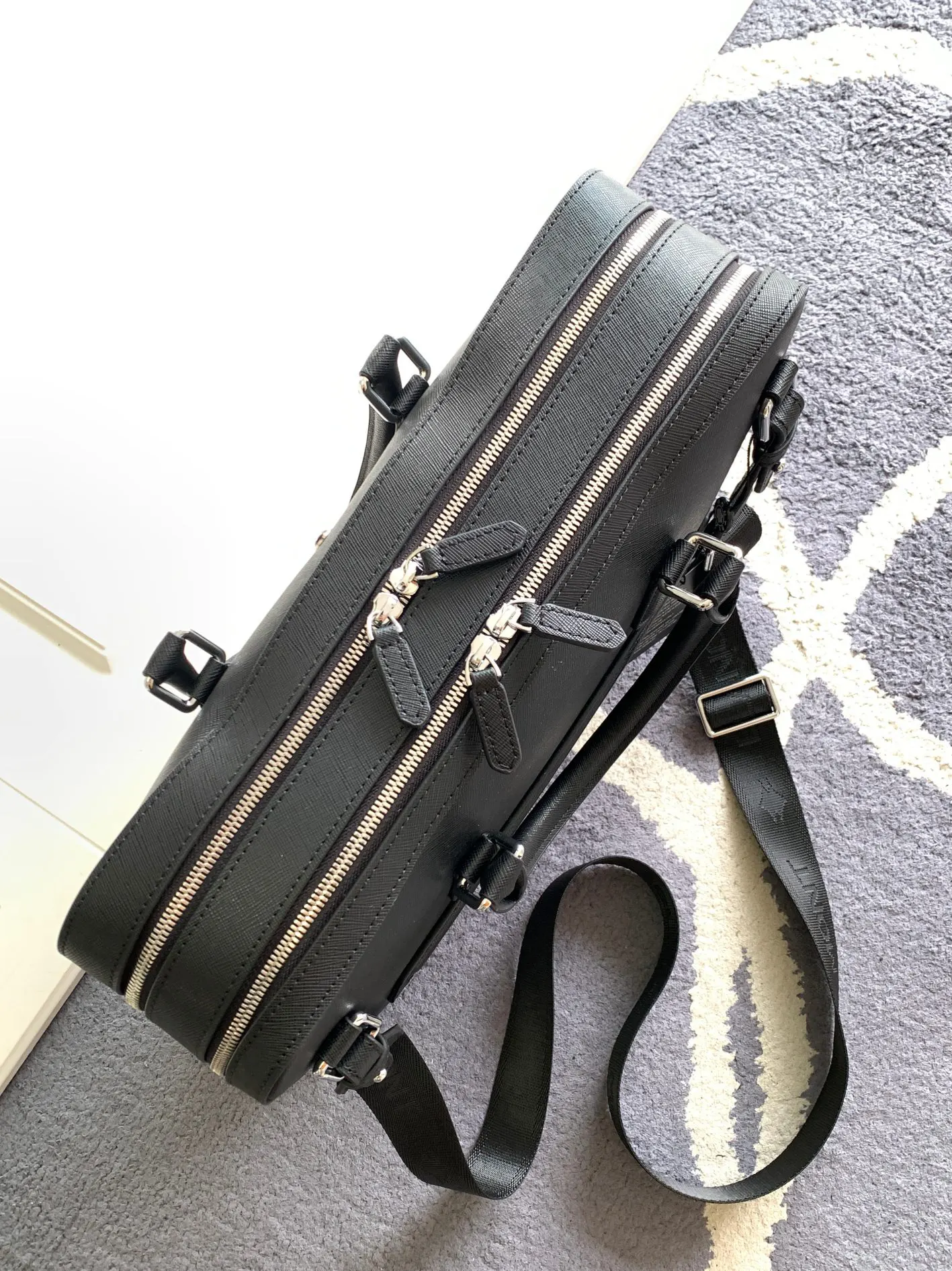 Black Briefcase Business Commuter Leather