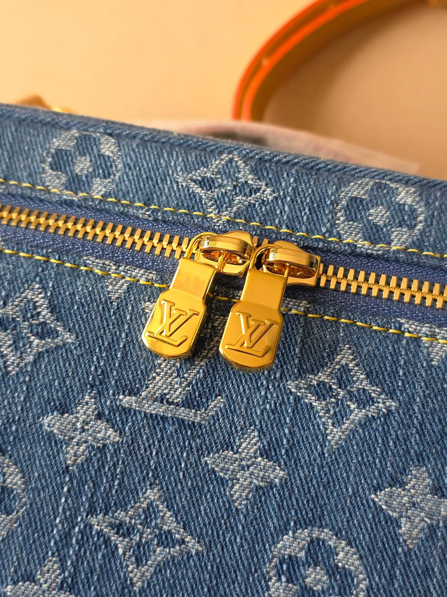 Gold Cosmetic Pouch Leather