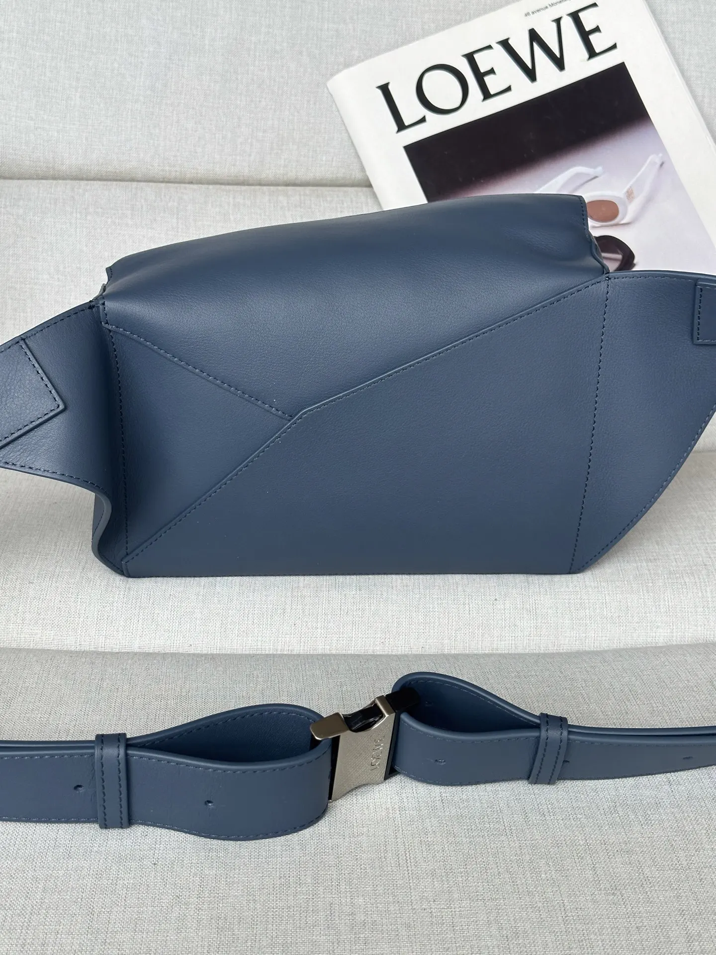 Blue Belt Bag Casual Leather