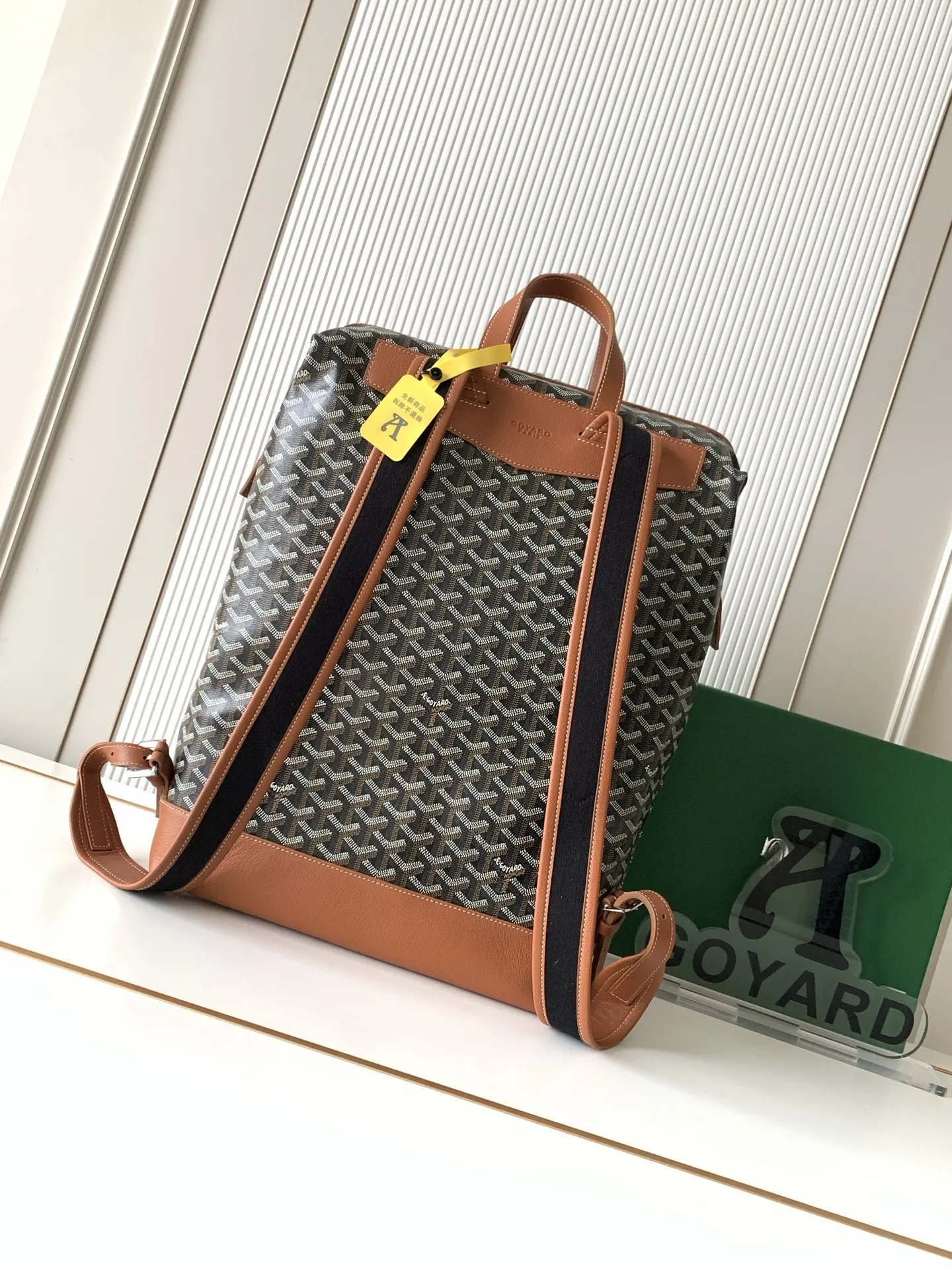 Goyard Black Brown Backpack Leather