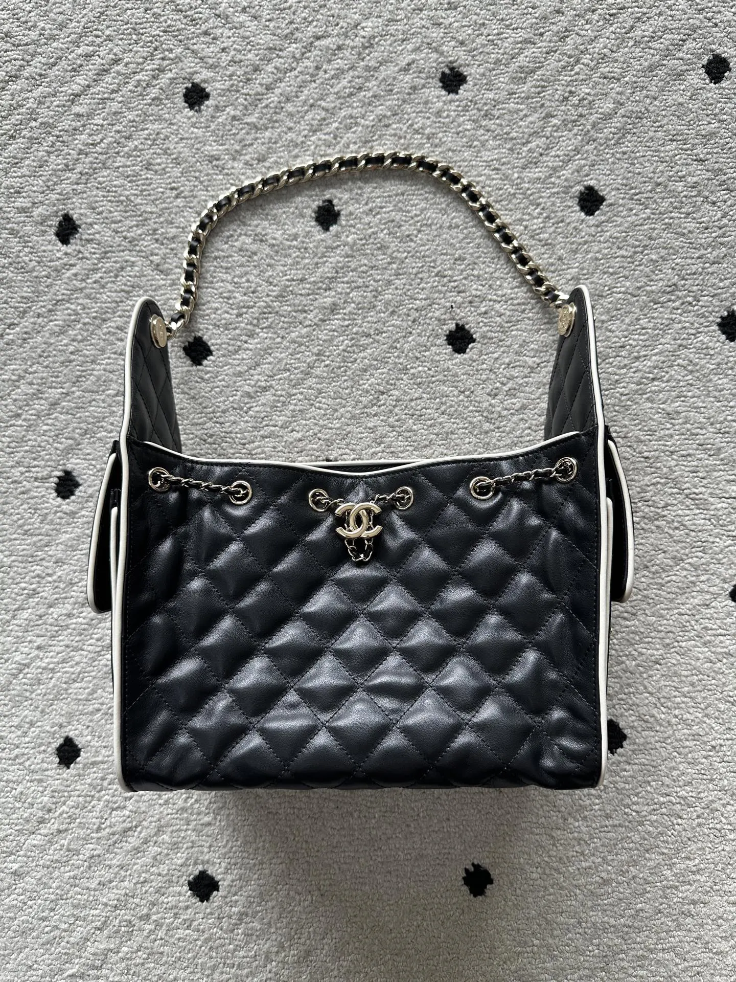 Black White Backpack Leather