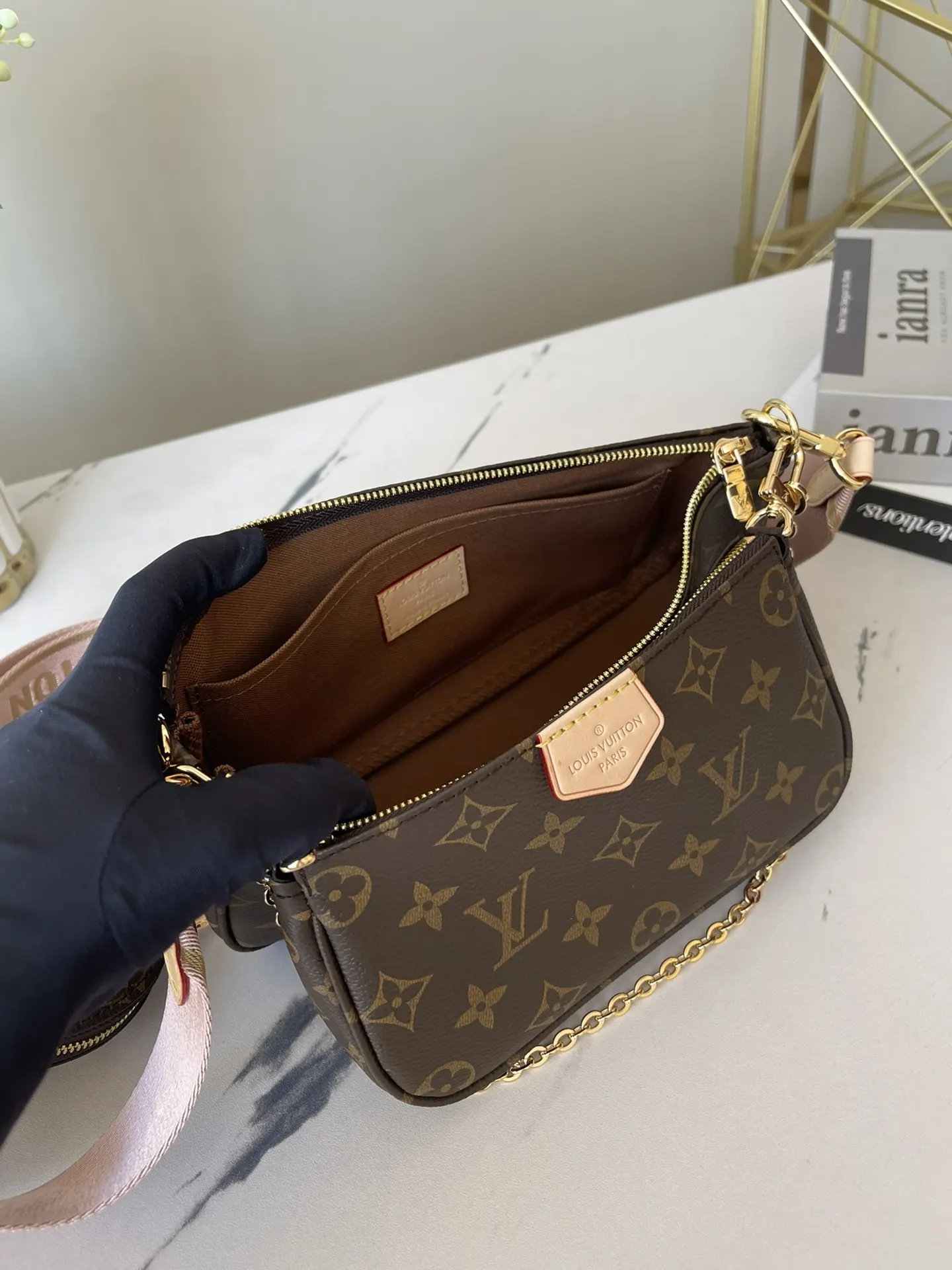 LV 粉色 綠色 帆布 鏈條包 精致鏈條款