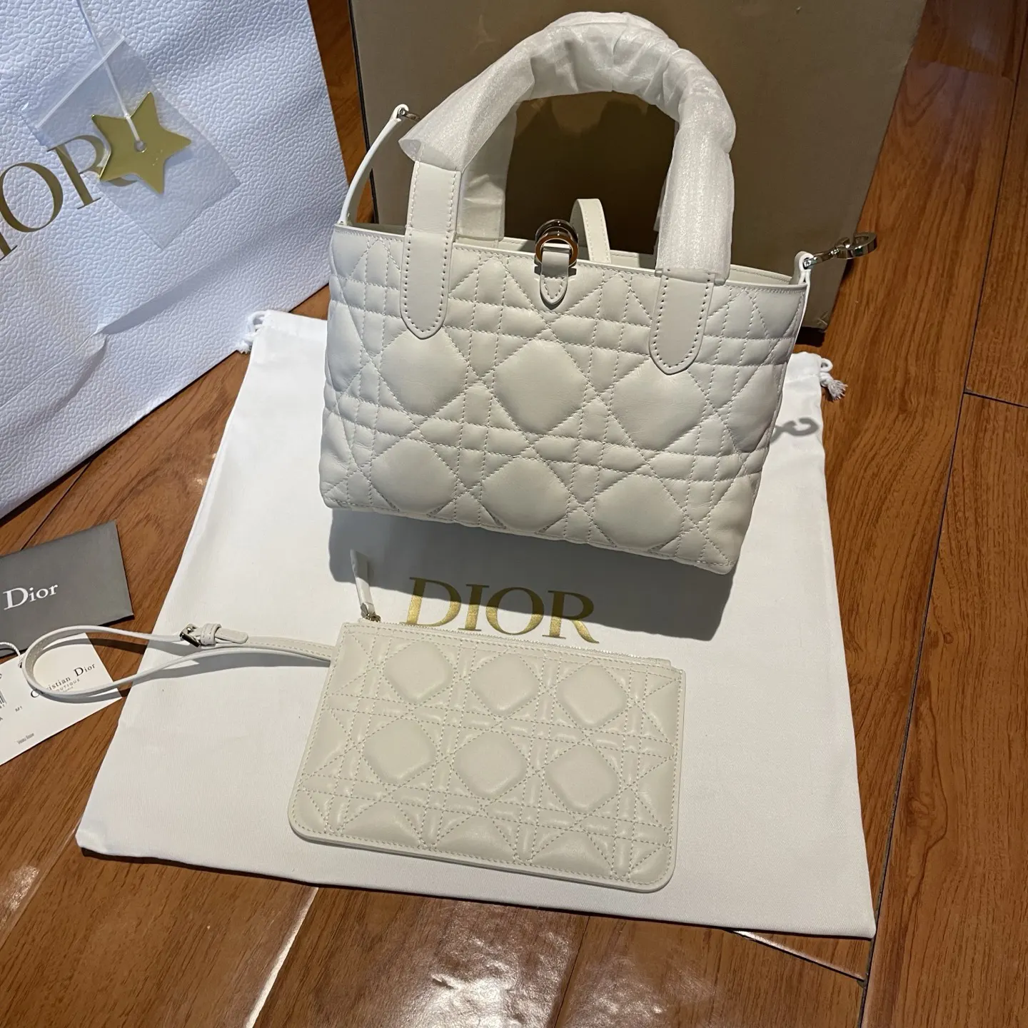 Dior White Bucket Bag Casual Leather