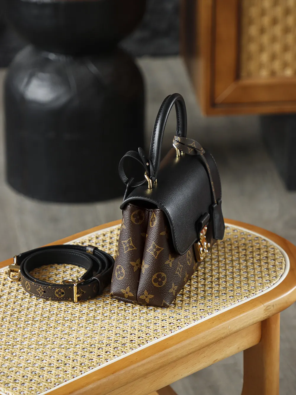Black Monogram Top Handle Bag Commuter