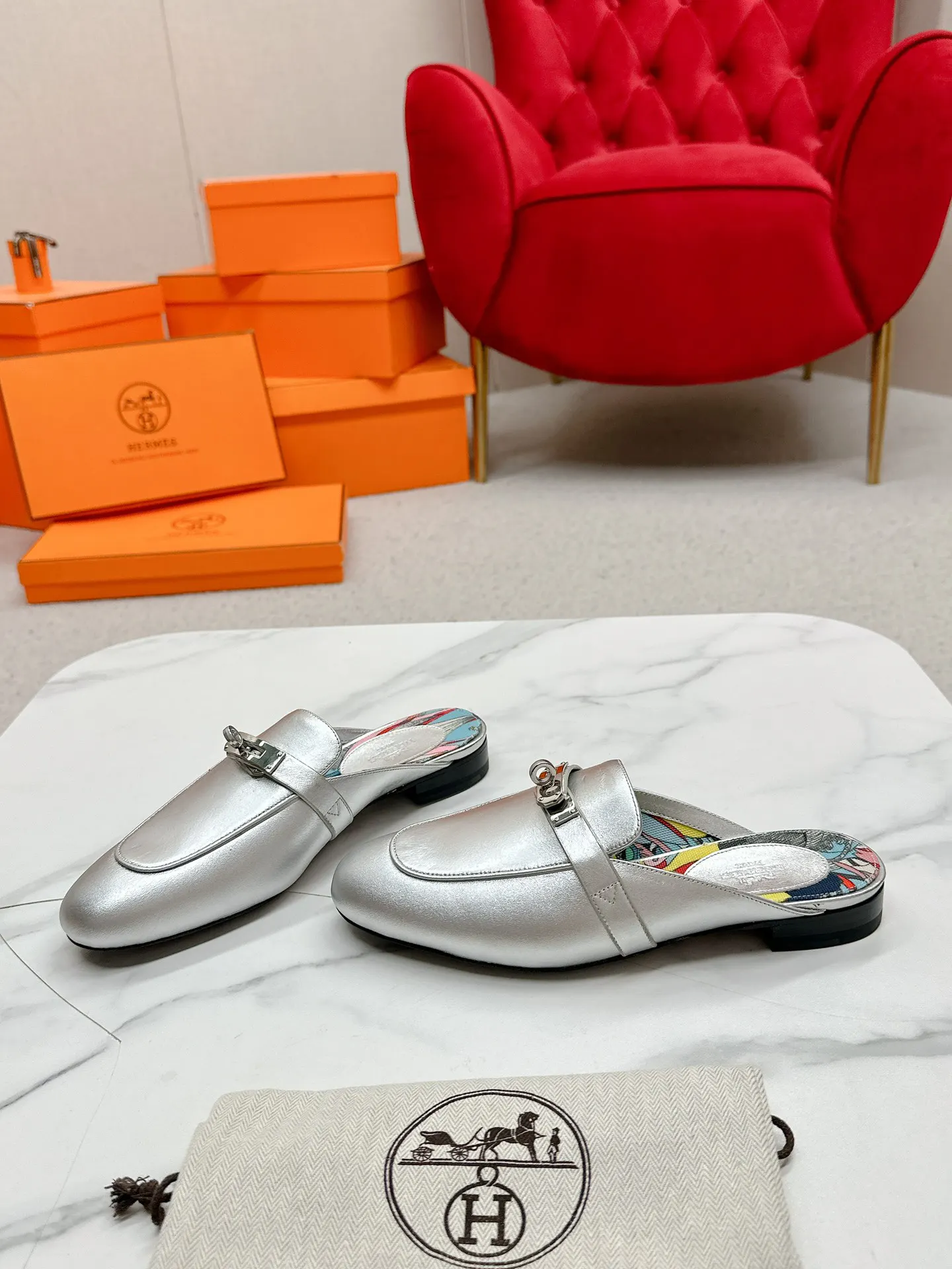 Hermès 小牛皮 拖鞋 舒适