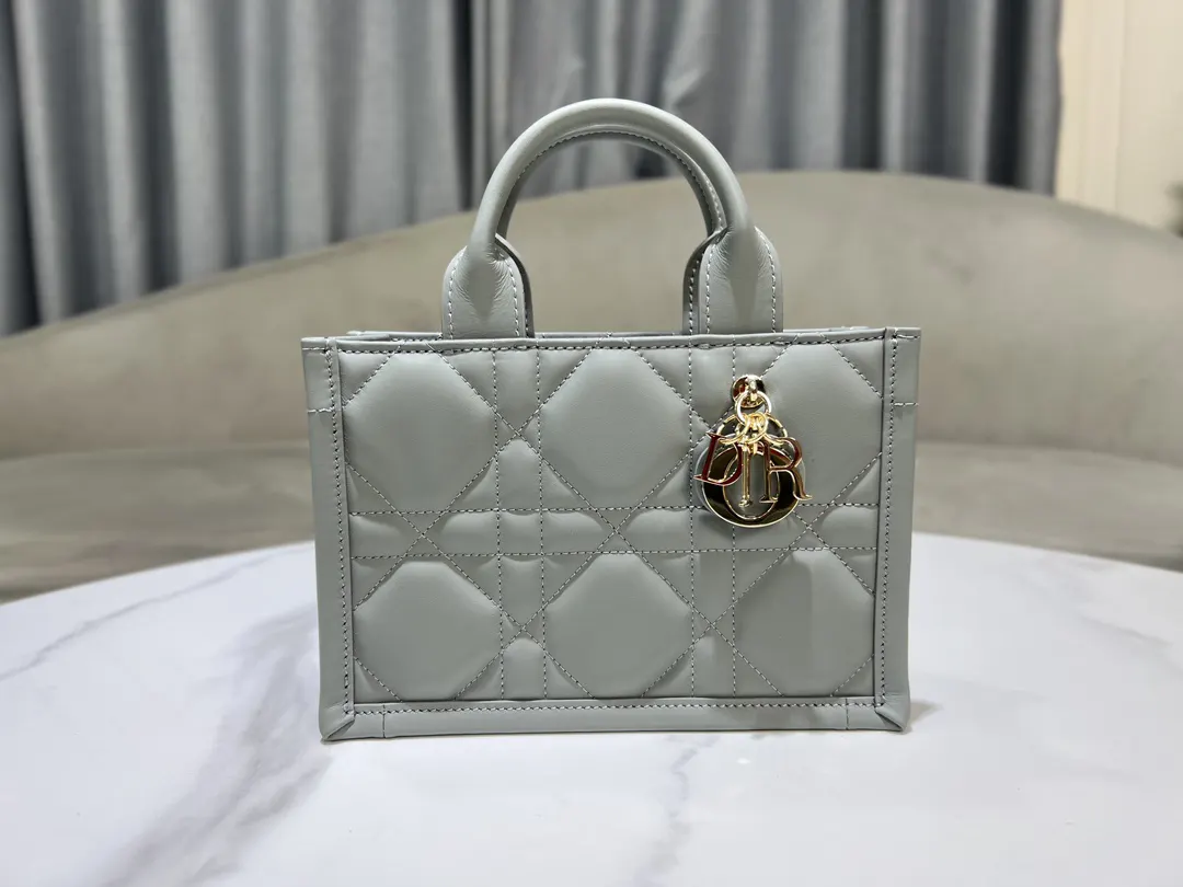Dior Book Tote Gray Leather Tote Bag