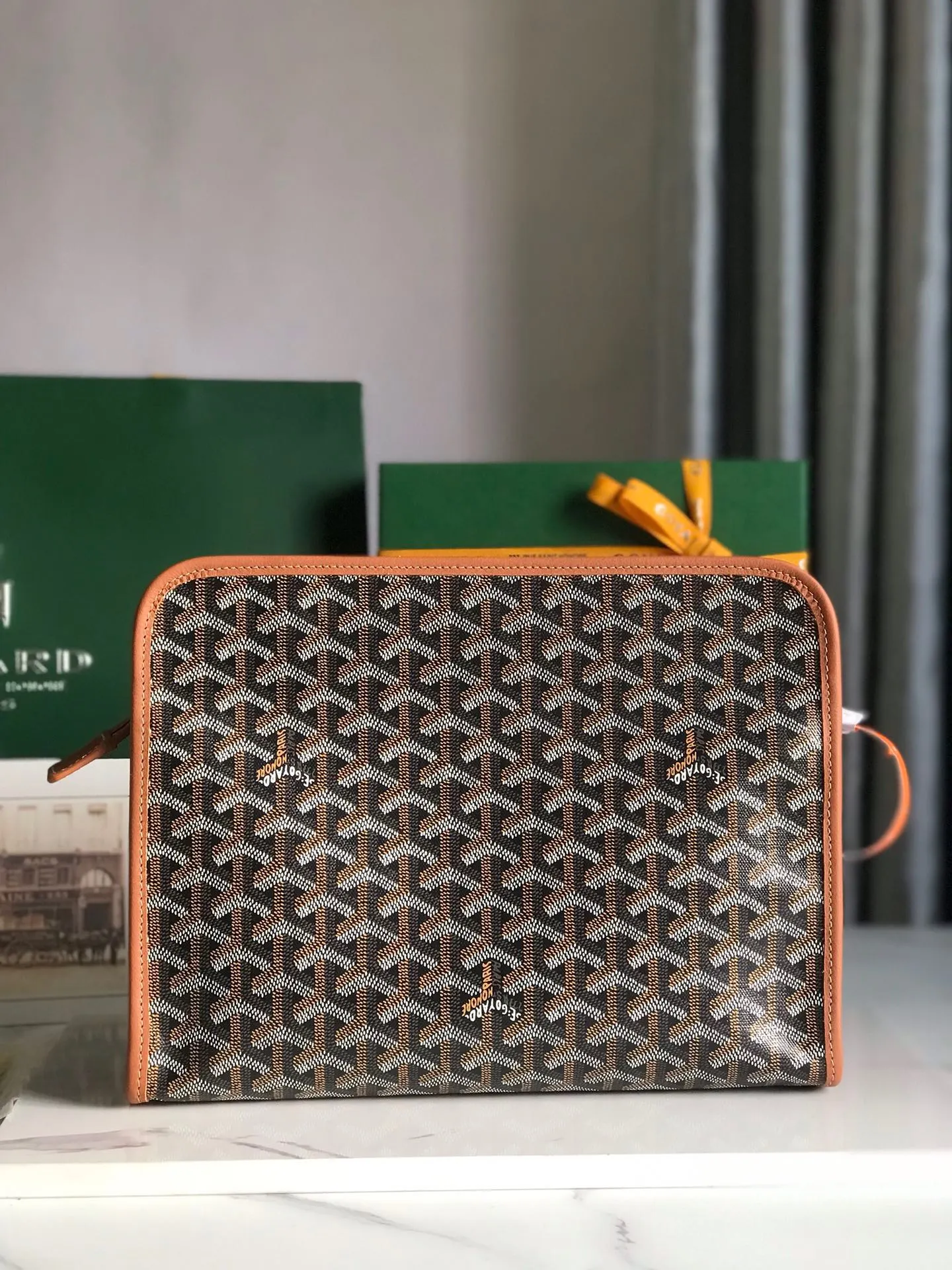 Goyard Yellow Clutch Bag Leather
