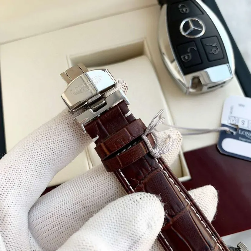 Longines 牛皮 浪琴 名匠系列 月相三针半男士腕表 全自动 手表 经典腕表款