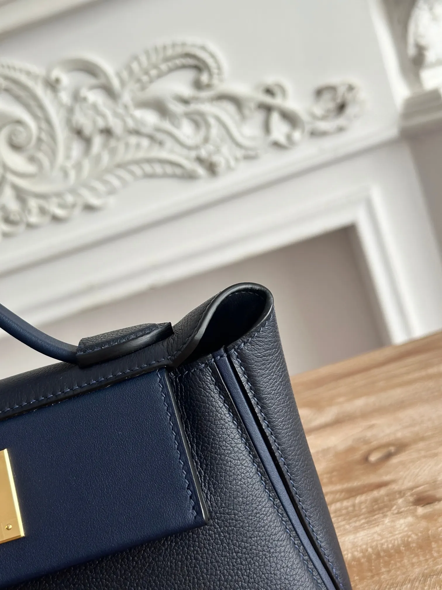 Hermès 深蓝 Evercolor牛皮 双肩包 休闲通勤