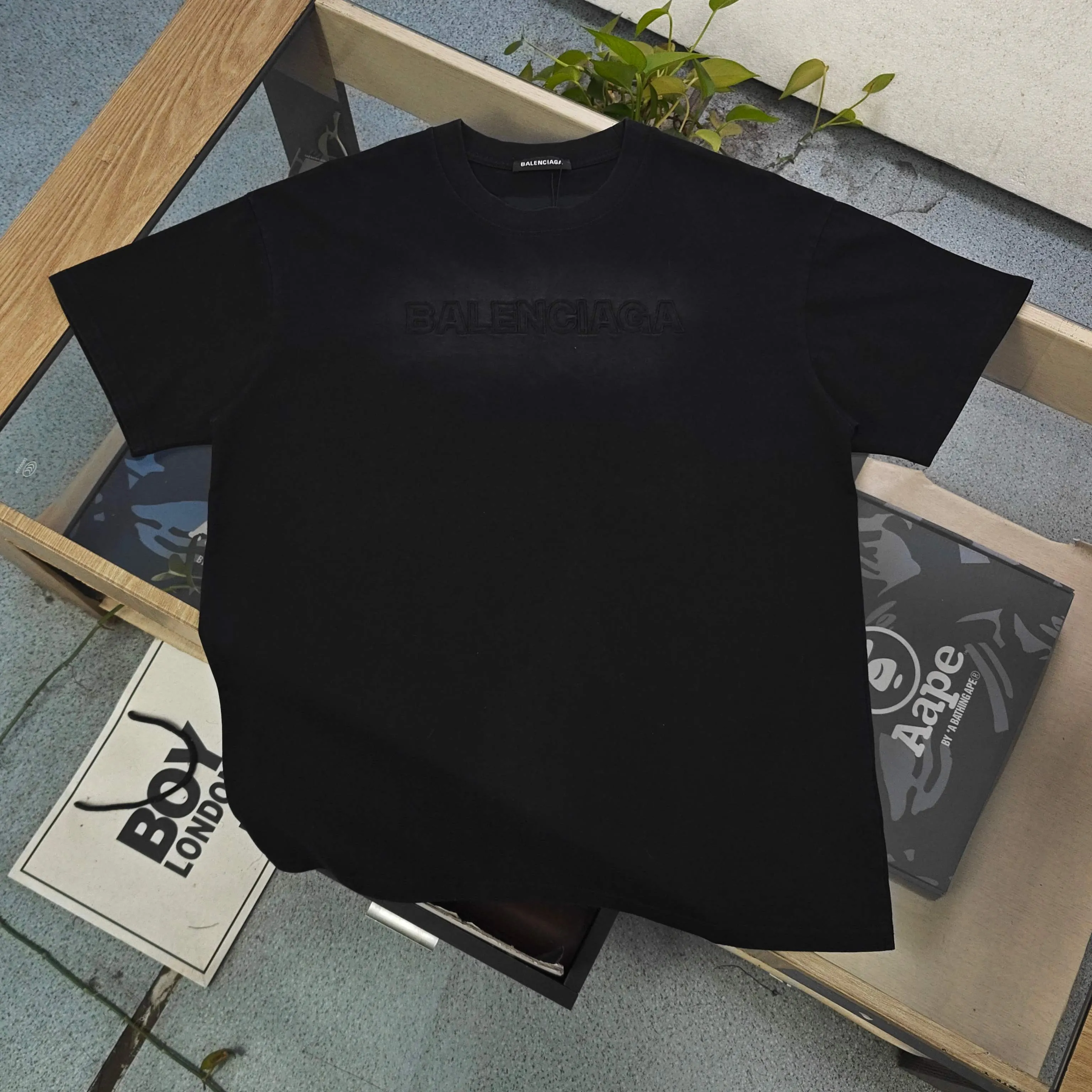Balenciaga Black Cotton Logo Sneakers