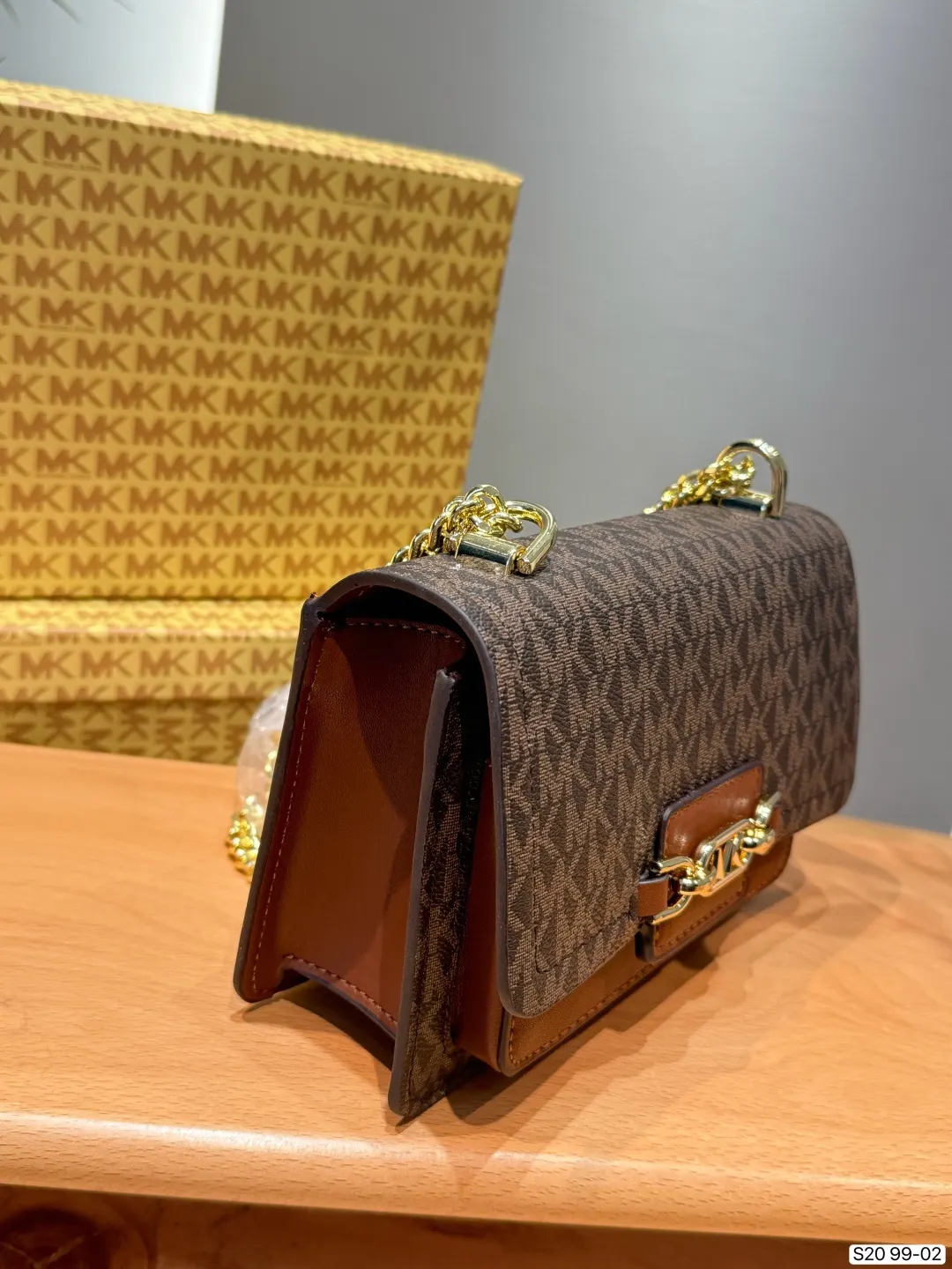 棕色 老花 皮革 MICHAEL KORS HEATHER系列 链条包 精致链条款