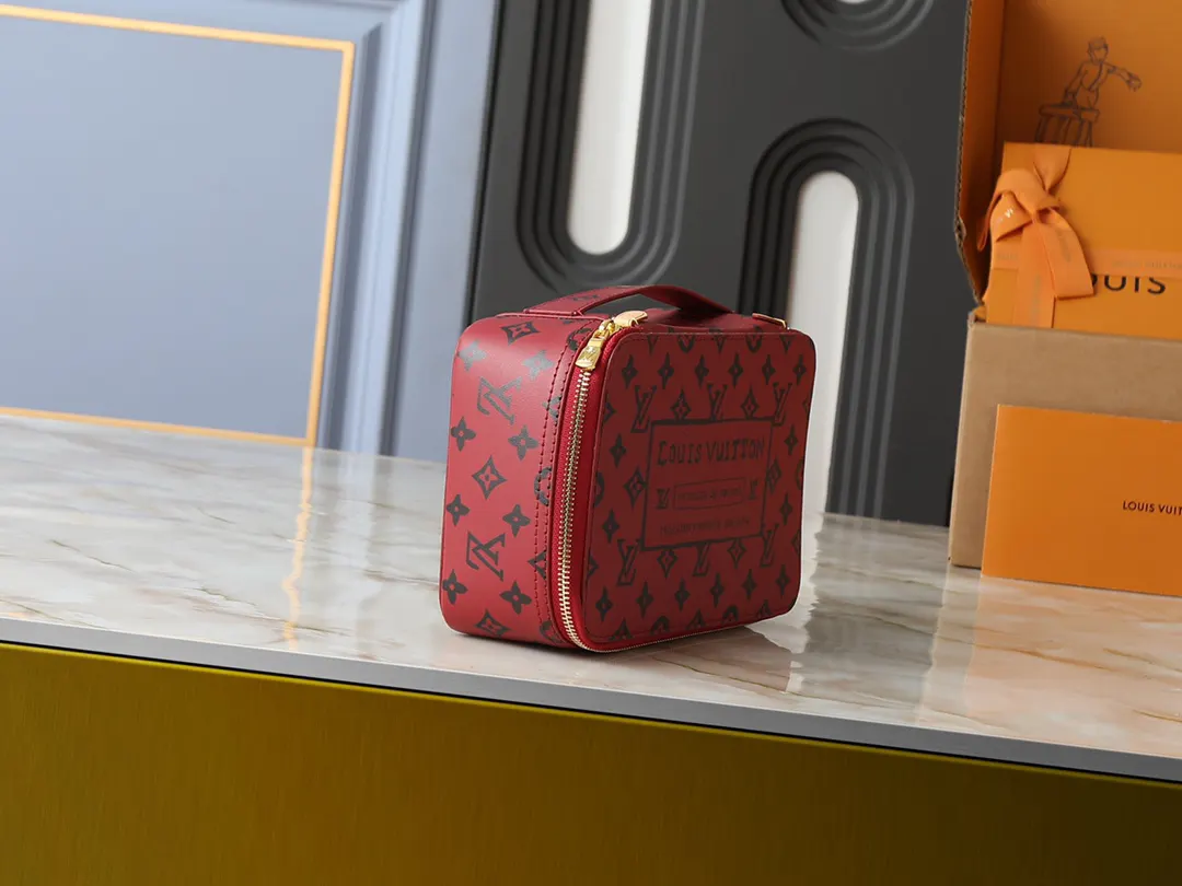 Red Monogram Organizer Pouch Travel