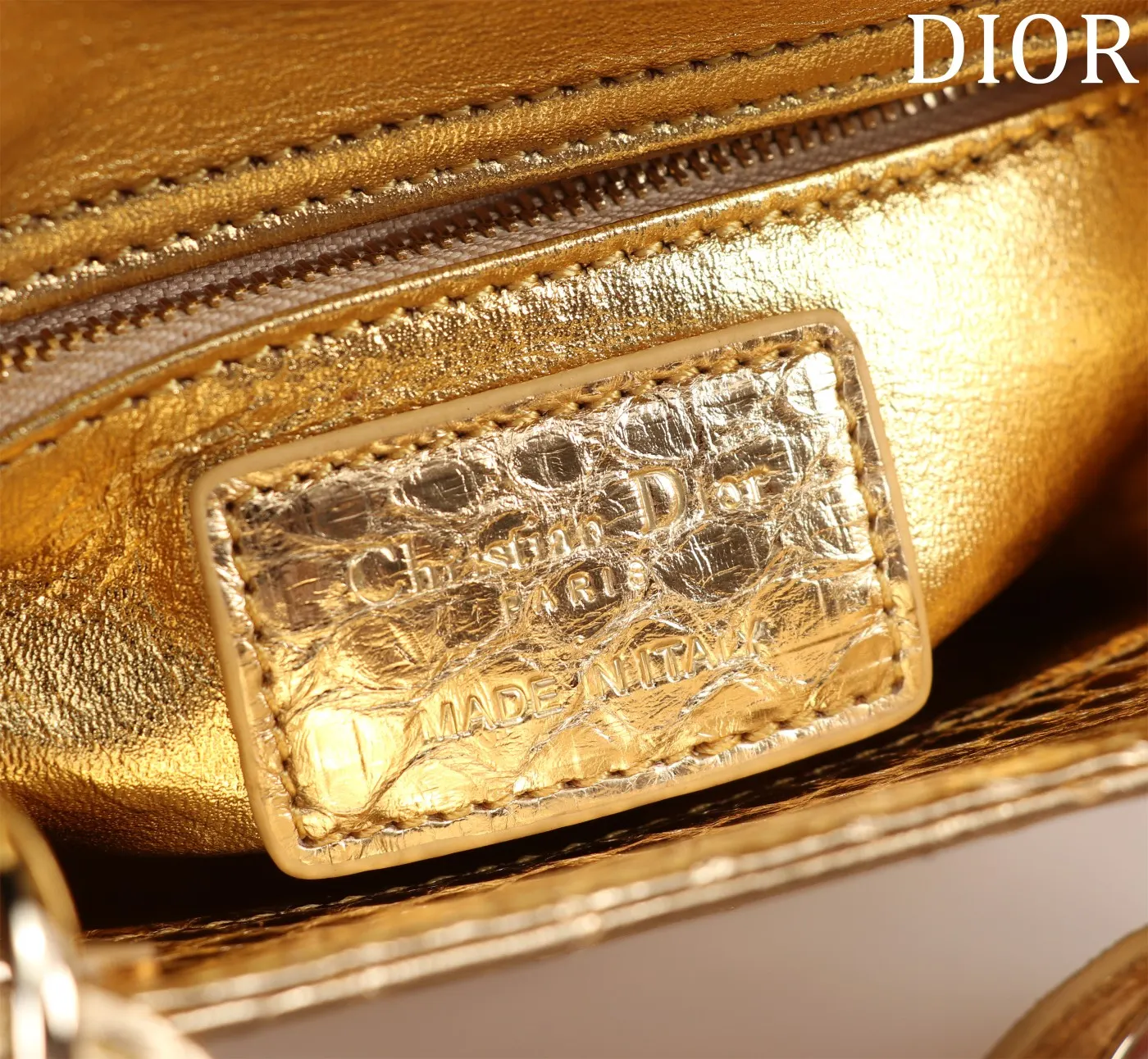 Dior Lady Dior Lady 金色藤格纹手提斜挎包 珠光