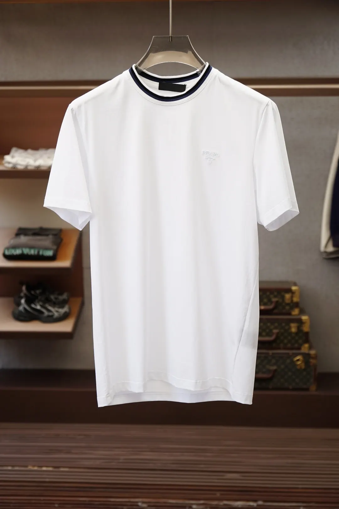 Prada 棉质 刺绣 Logo 短袖T恤
