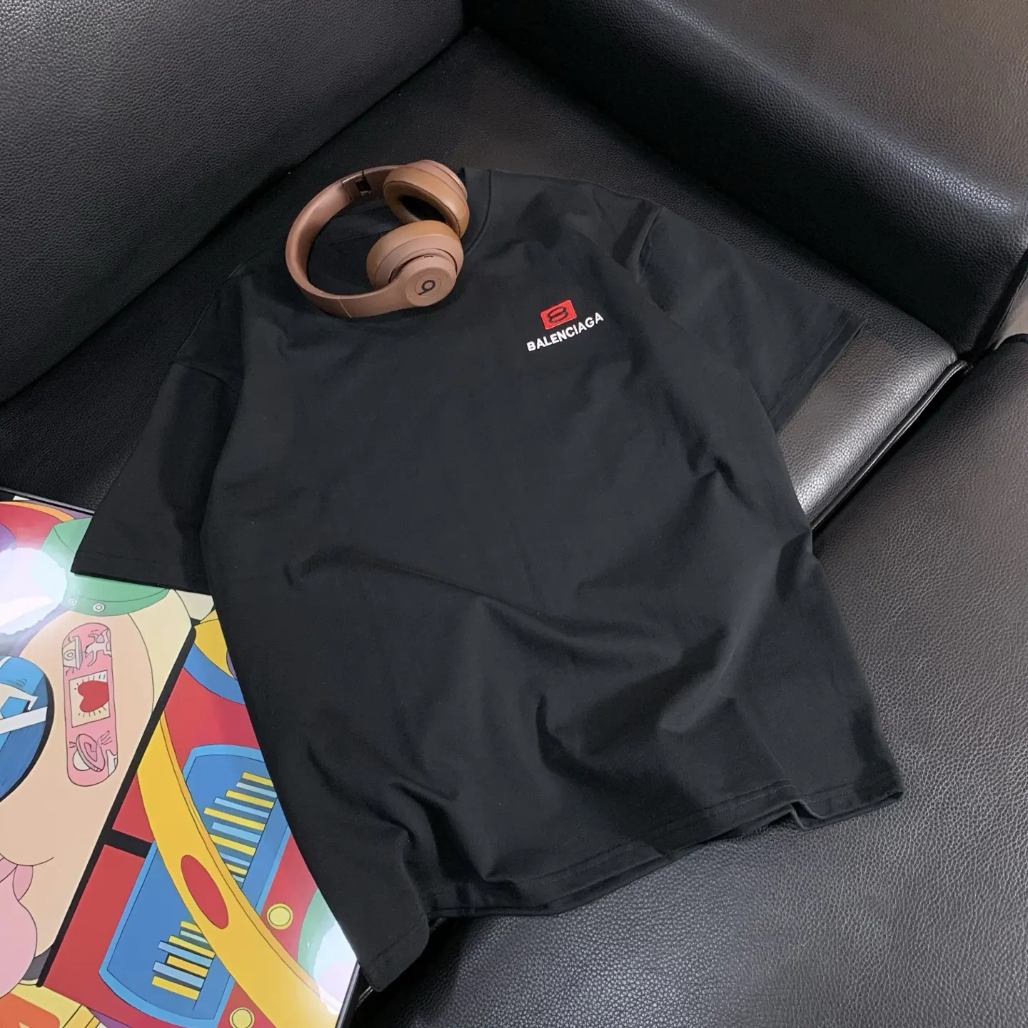 Balenciaga Black Cotton Short Sleeve T-Shirt Loose