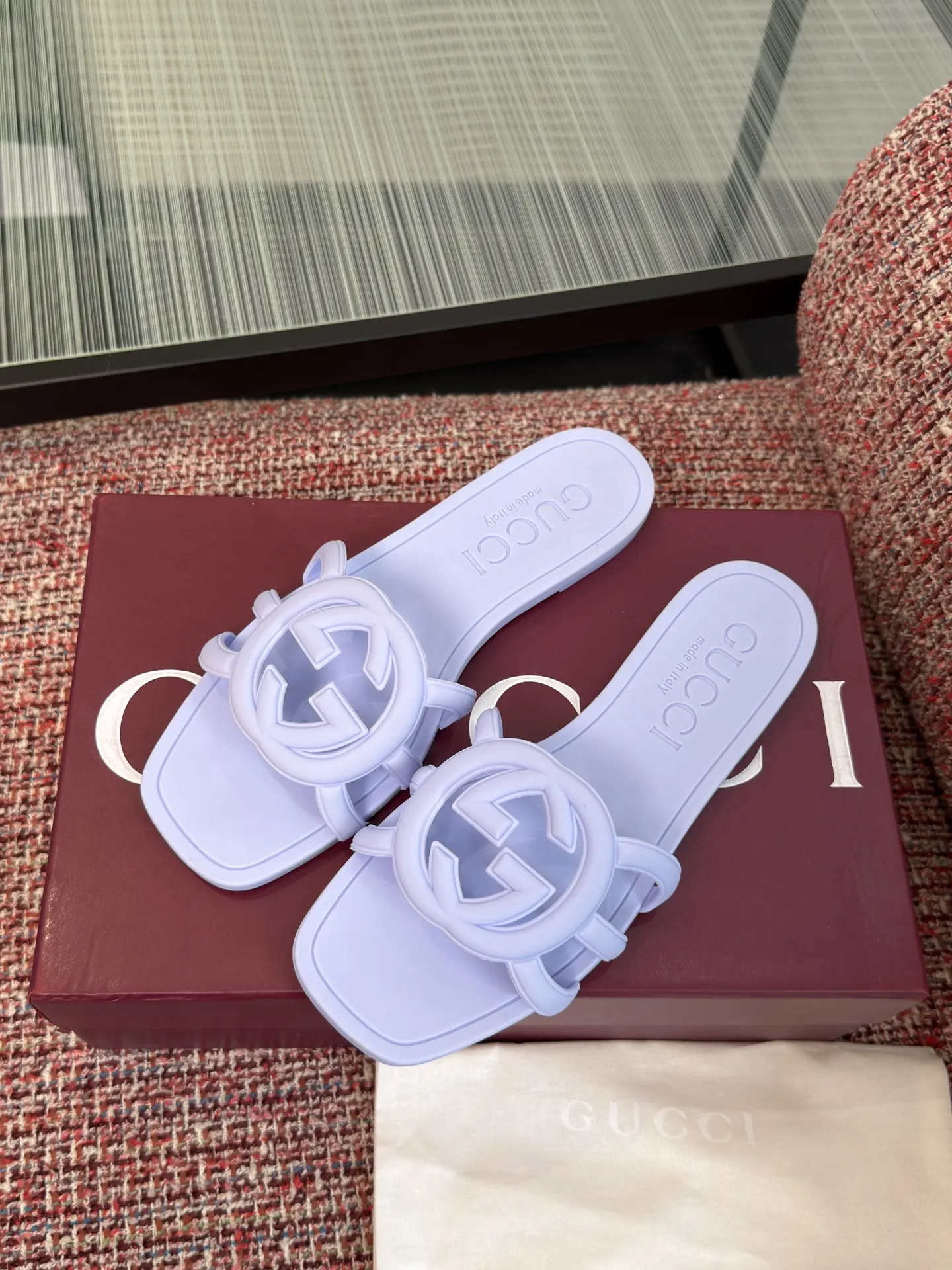 Gucci Interlocking G 浅蓝色凉拖 休闲 运动鞋