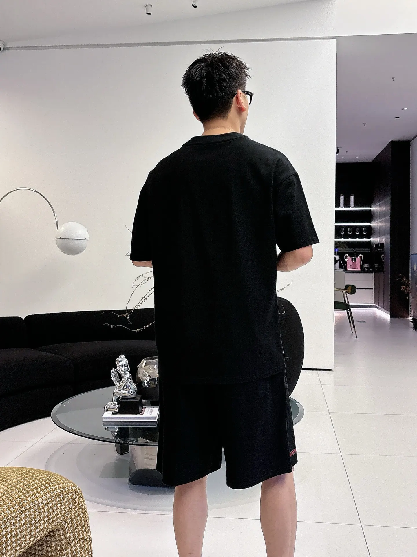 Prada Triangle Logo Horizontal Panel T-Shirt In Black