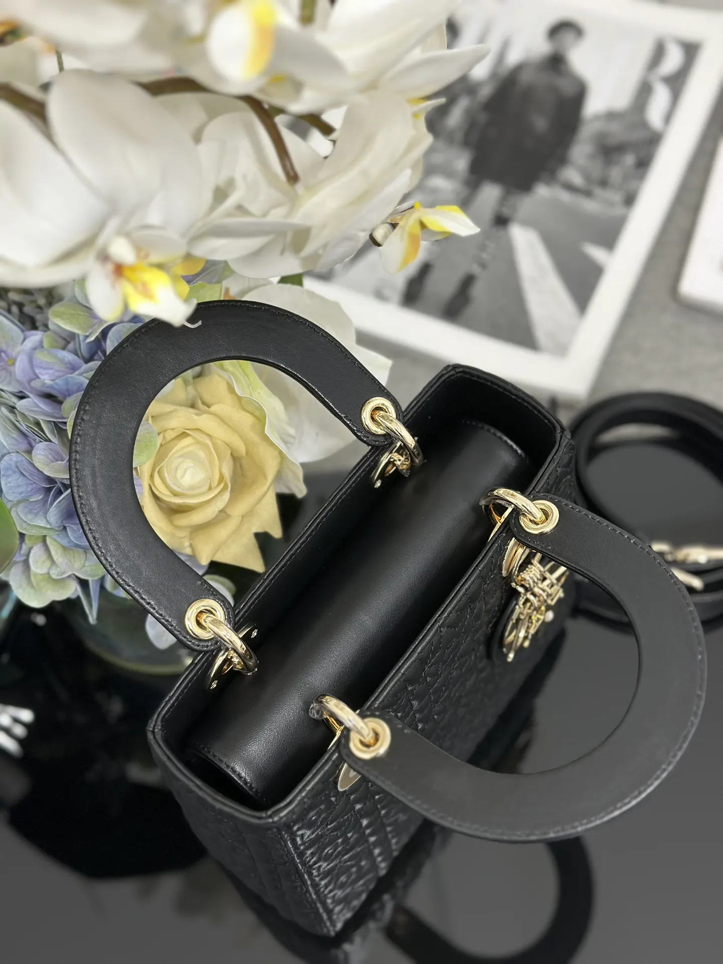 Dior Lady Dior Lady 黑色羊皮手袋 手提斜挎 复古