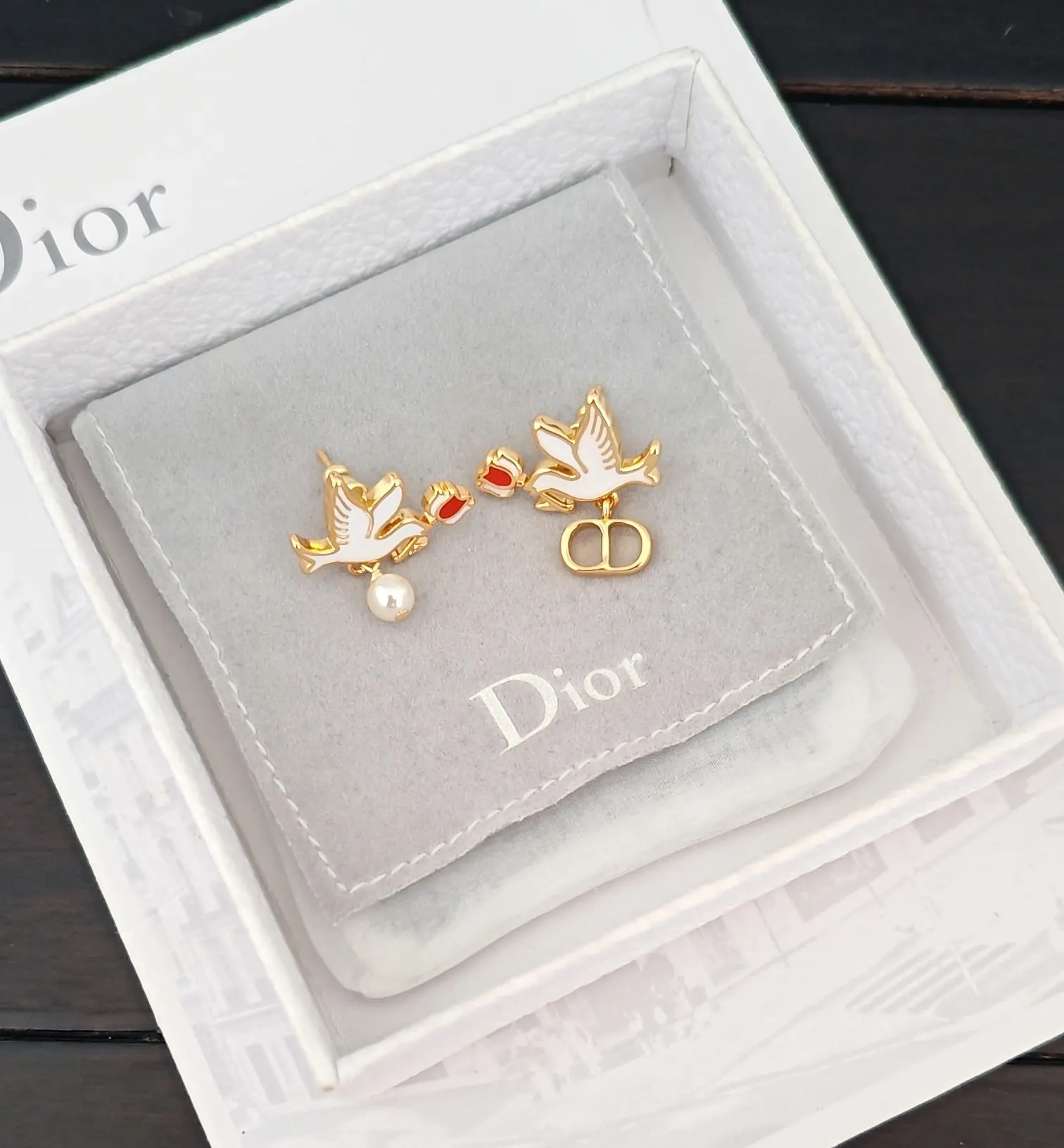 Dior 金色 蝴蝶结 耳饰