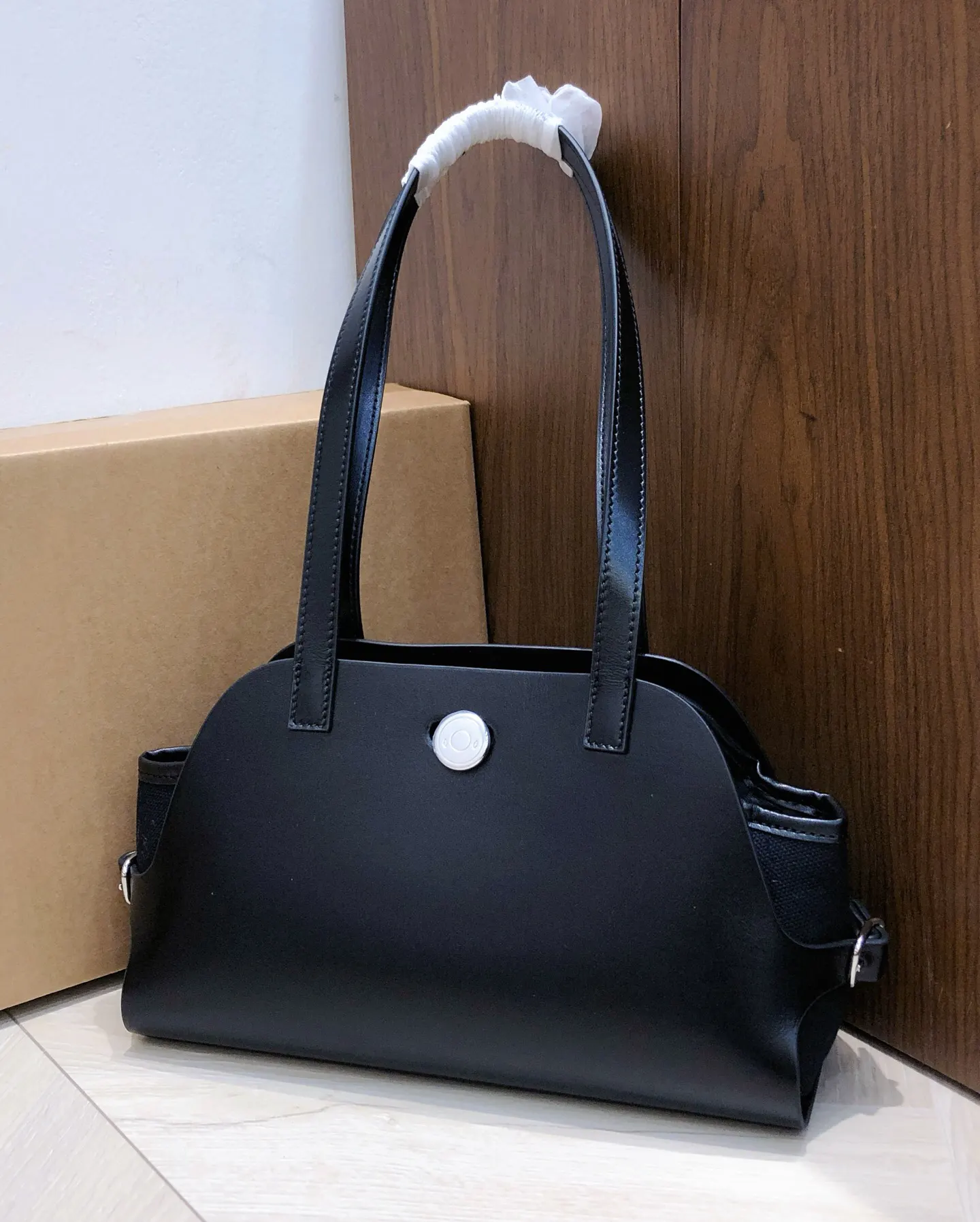 Hermes Black Hobo Shoulder Bag Vintage Canvas