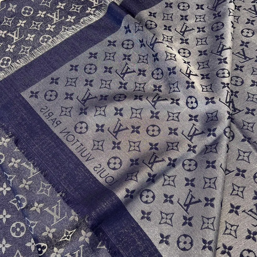 Louis Vuitton 藍色 羊毛 提花 Mo披肩 保暖披肩 圍巾