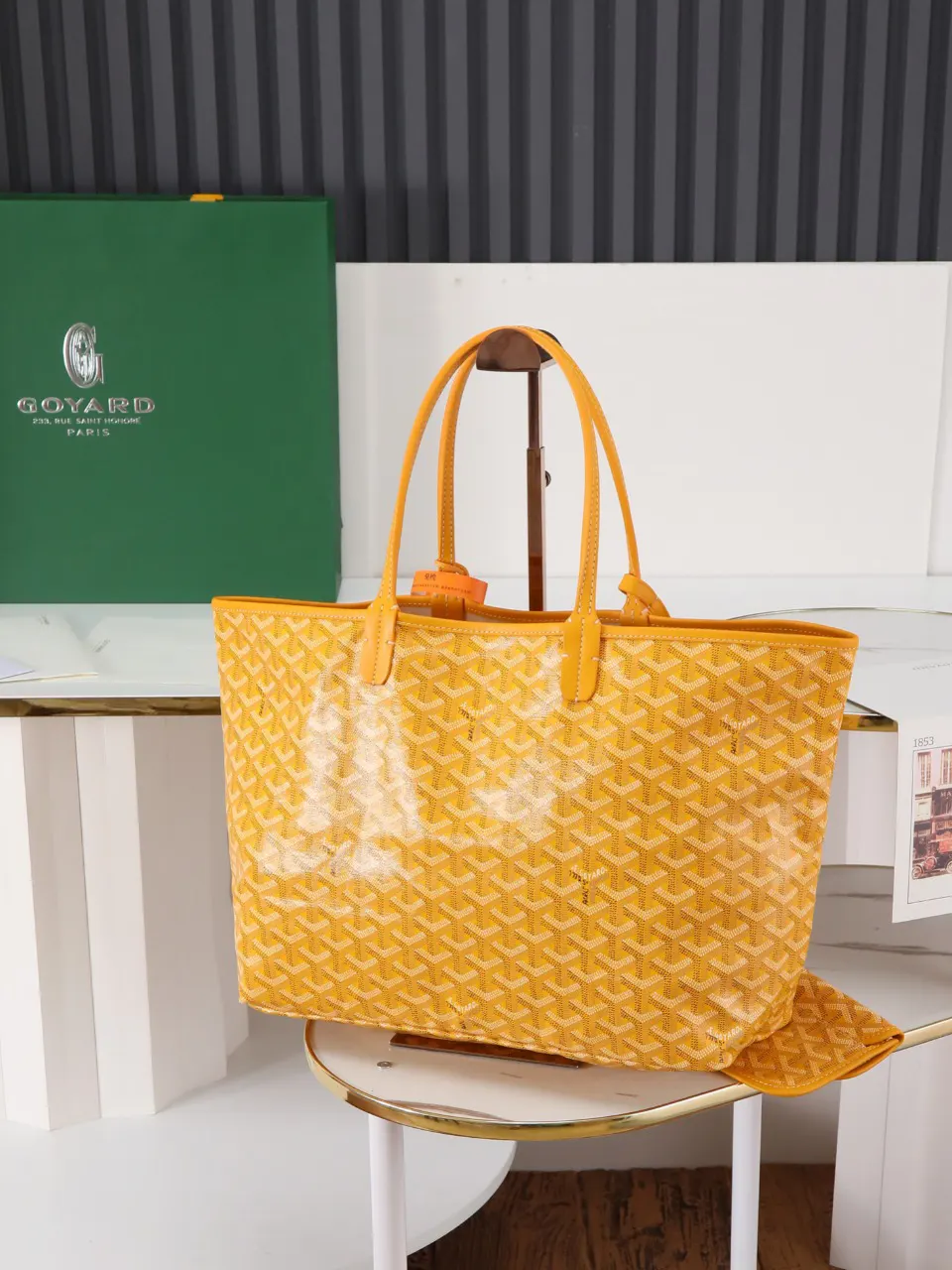 Goyard Yellow Hobo Shoulder Bag Vintage Canvas