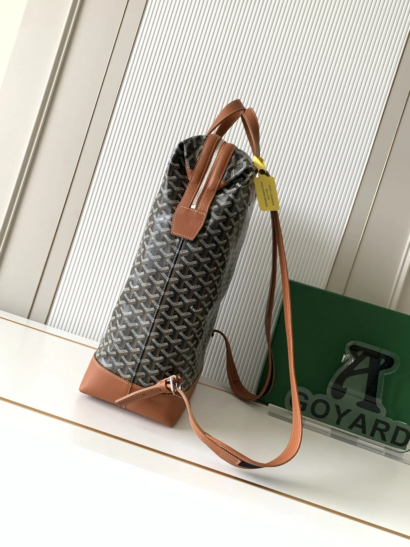 Goyard Black Brown Backpack Leather