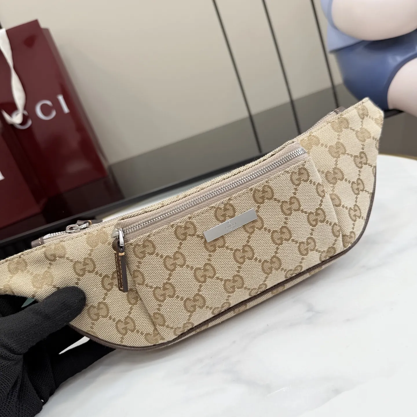 Gucci 棕色 帆布 腰包 休閒腰包款