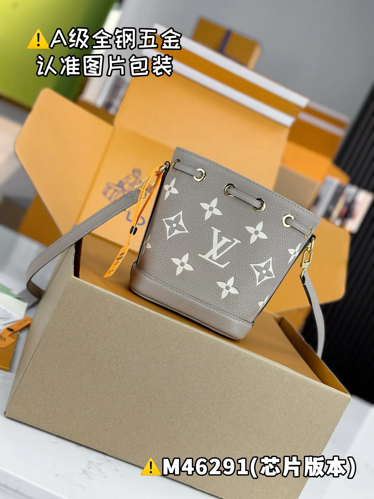 Louis Vuitton Noé 迷你 灰色 Monogram 水桶包