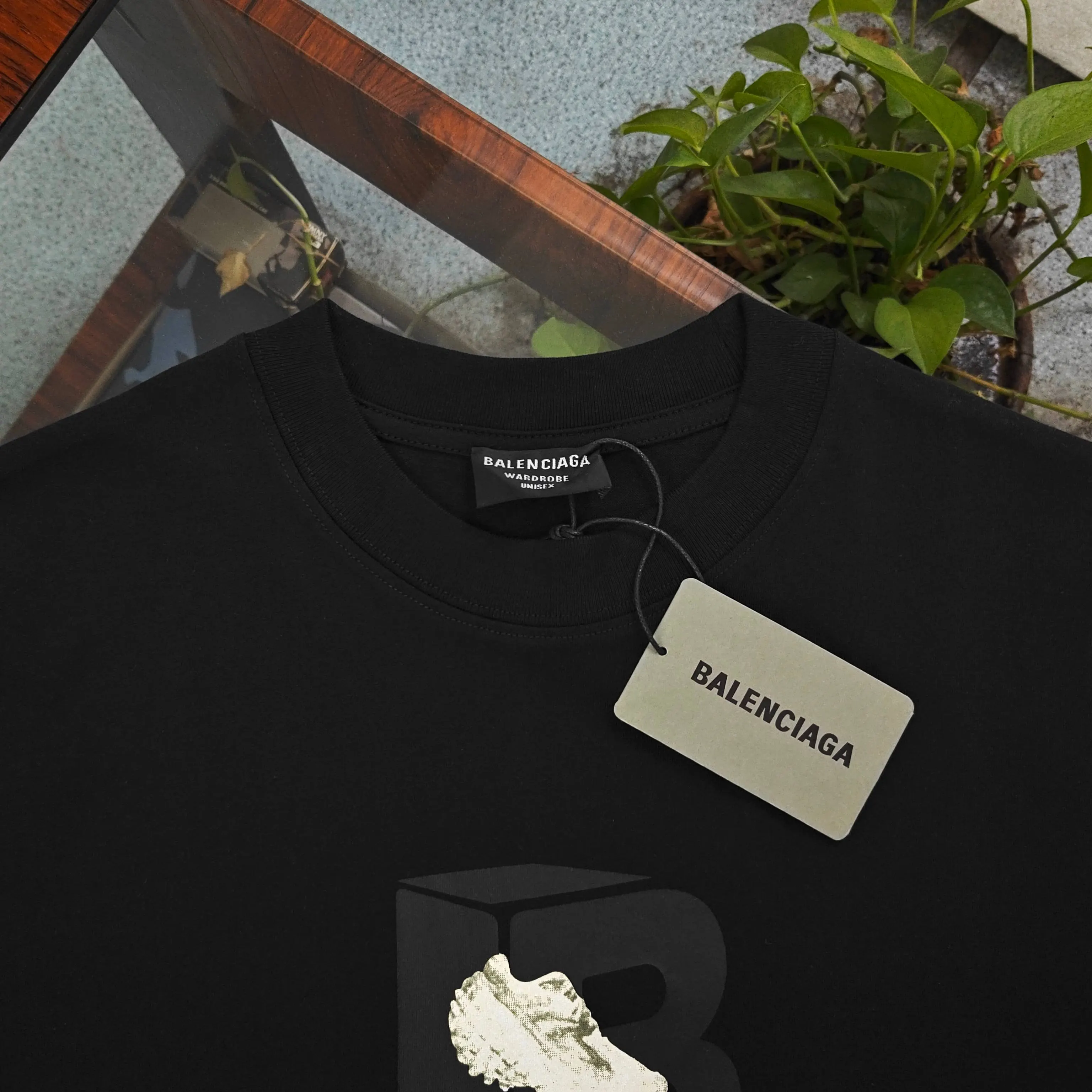 Balenciaga Black Cotton Logo Short Sleeve T-Shirt Loose