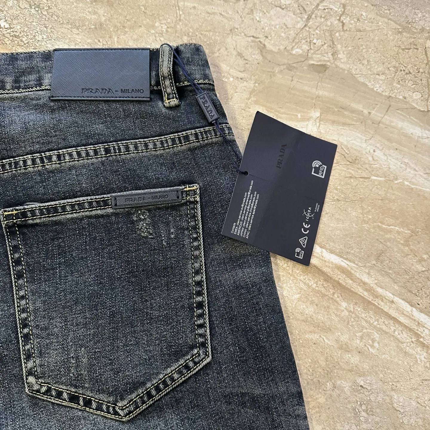 Prada 牛仔 字母 Logo 牛仔裤 休闲寬鬆 褲子