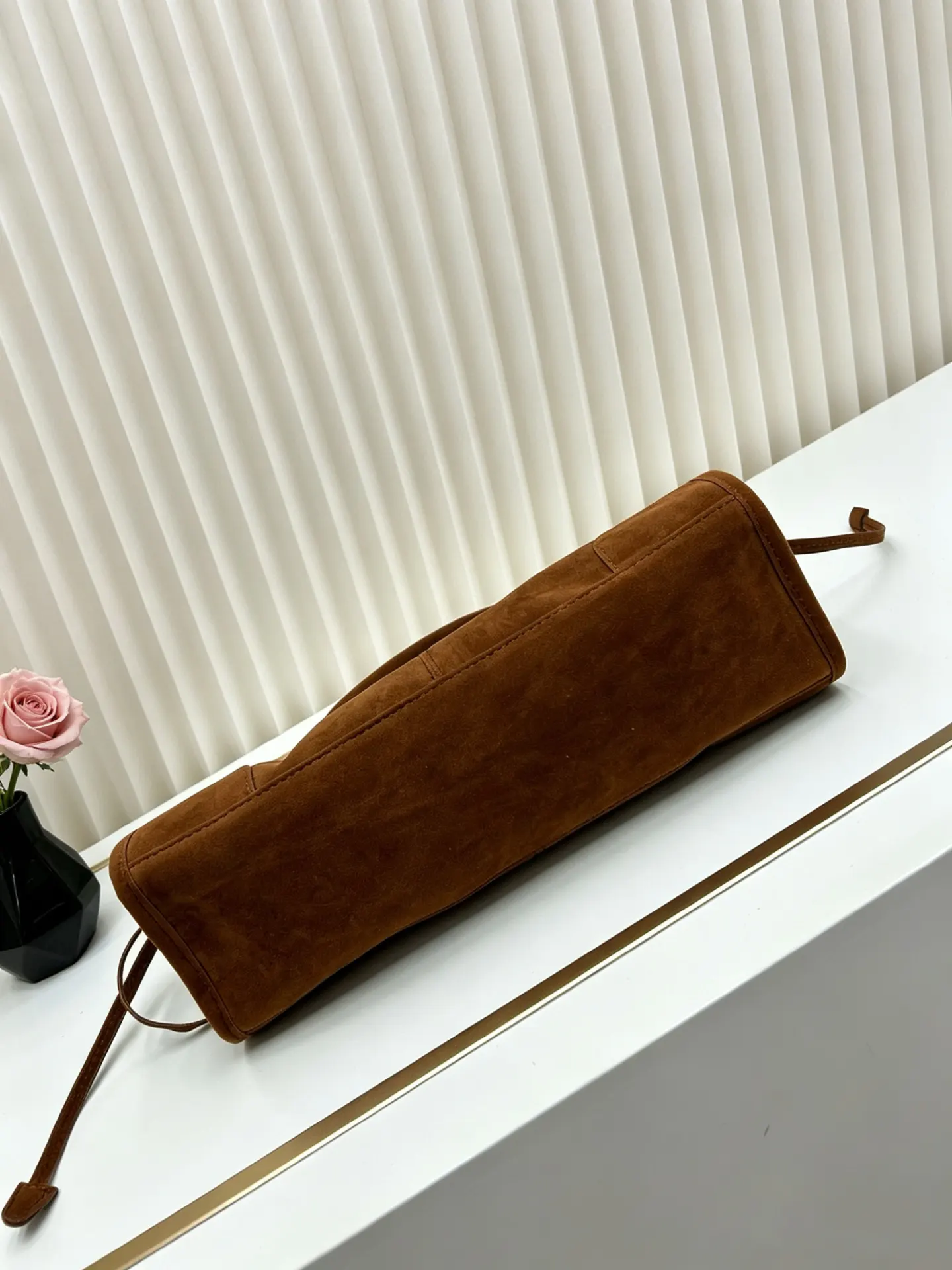 PRADA 棕色麂皮手提斜挎包