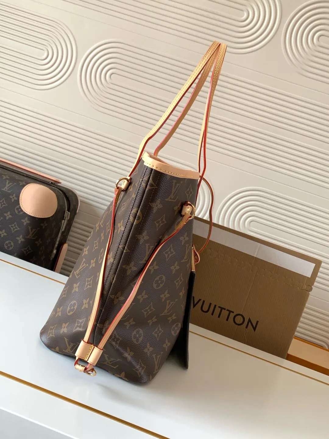 Neverfull 老花 牛皮 托特包 大容量托特款