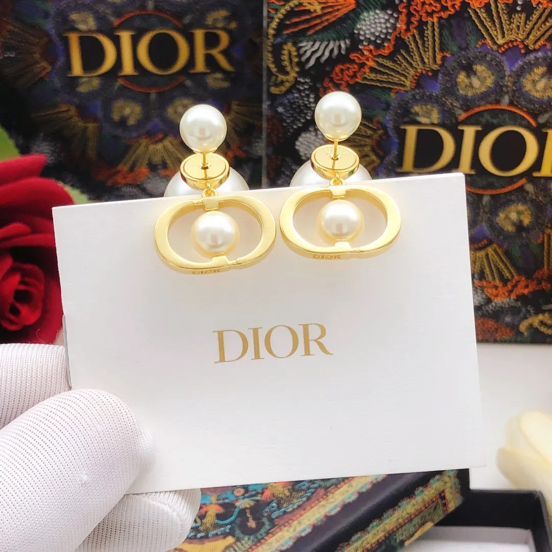 Dior Pearl Earrings Gold