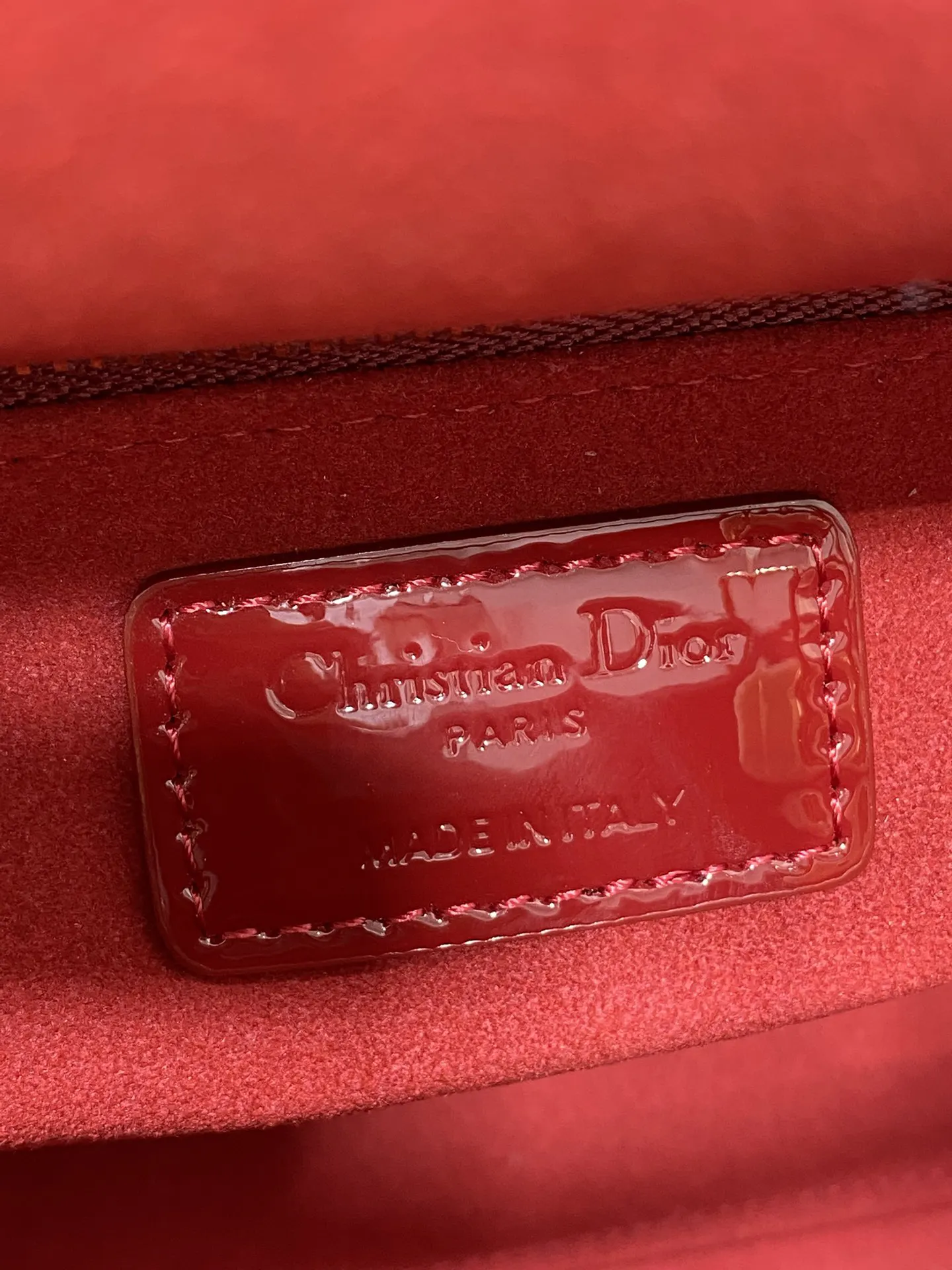 Dior Lady Dior 酒紅色手提斜挎包 鳄纹款
