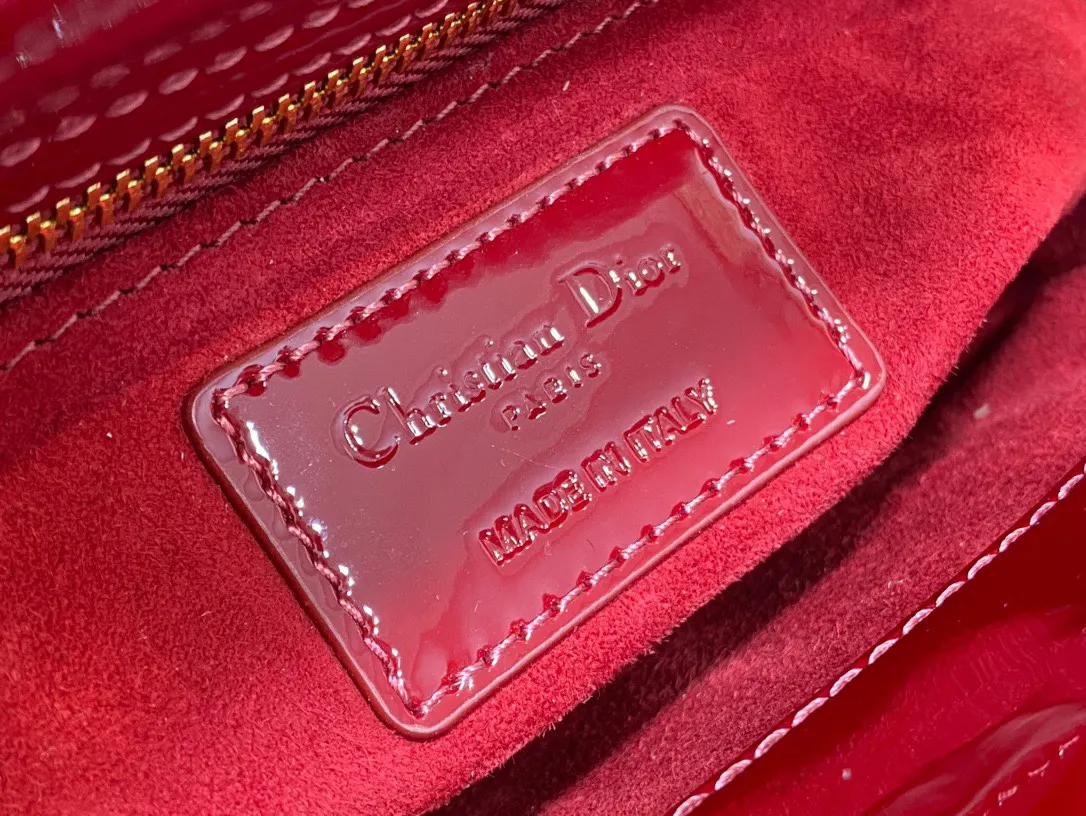 Dior Lady Dior Lady 酒红色藤格纹手提斜挎包 珠光