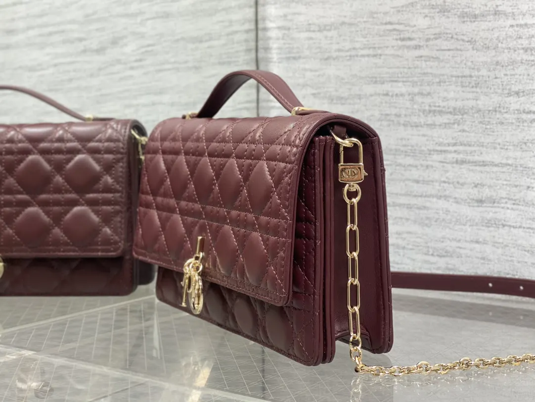 Dior Lady Dior Lady 粉色藤格紋手提斜挎包 迷你