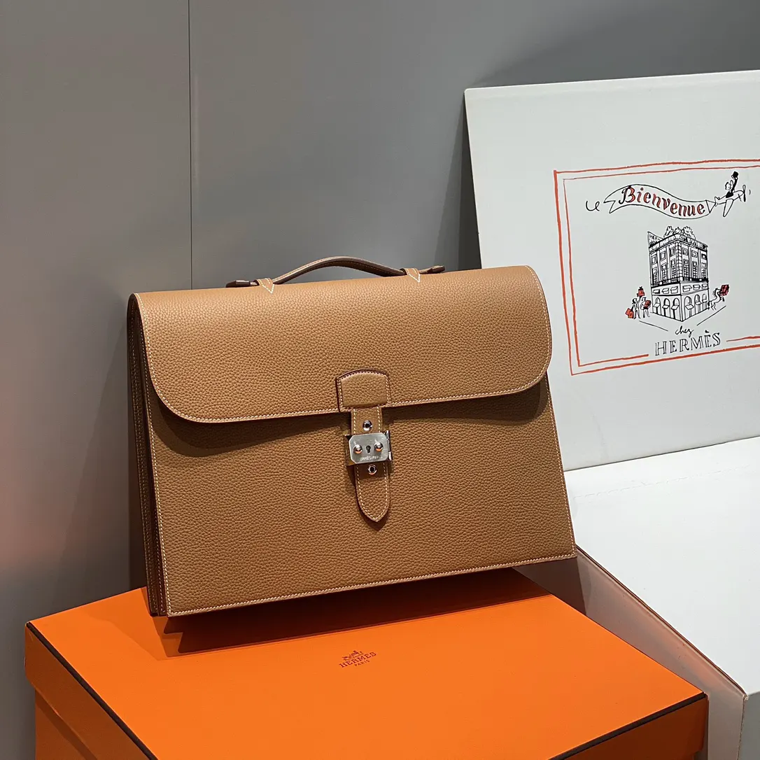 Brown Briefcase Business Commuter Leather