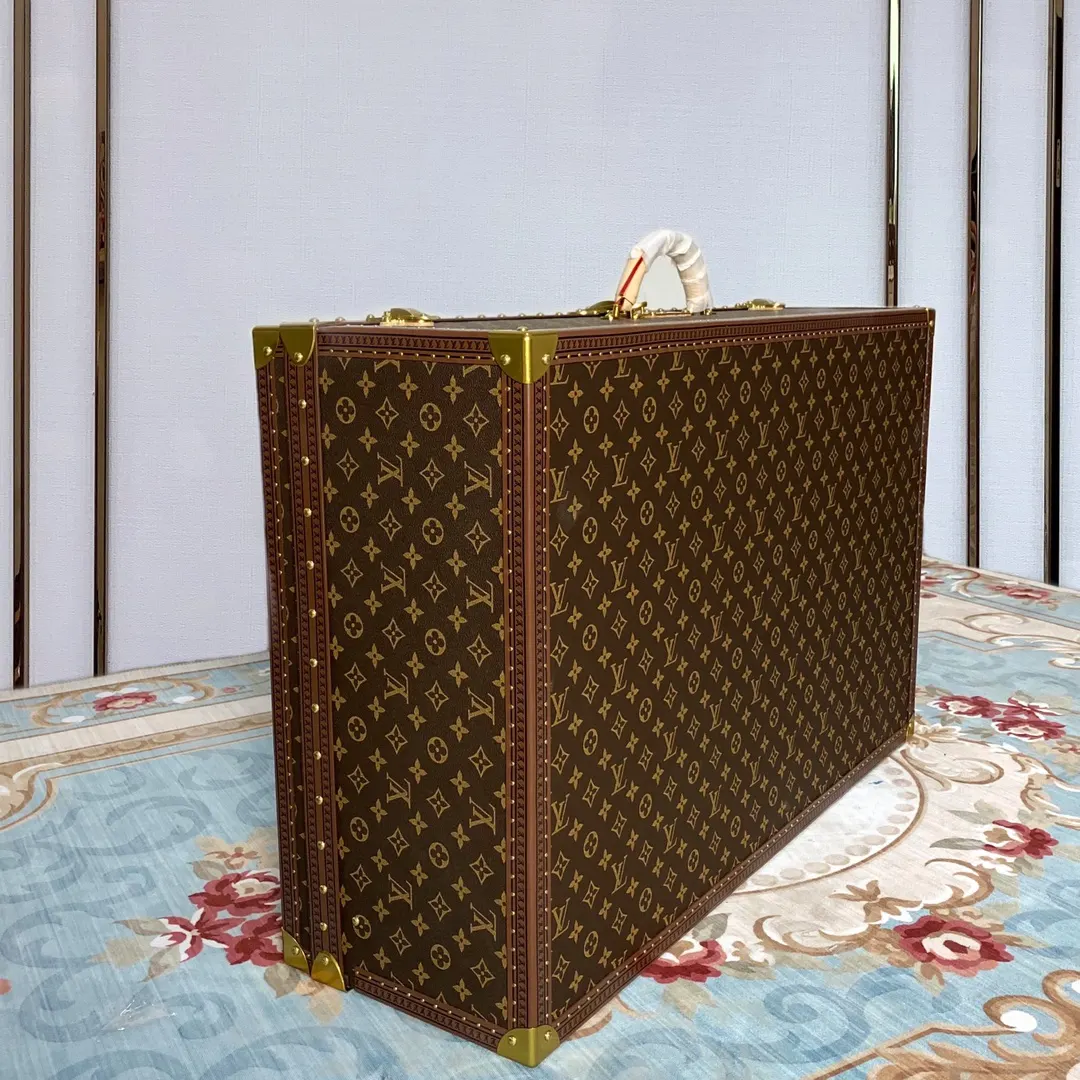 LV 金色 帆布 硬箱 纯铜五金 ALZER 硬箱 著名的Alz 行李箱 旅行拉杆款 輕便出行款