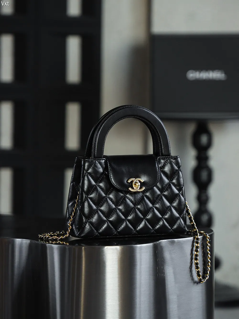 Chanel Black Top Handle Bag Commuter