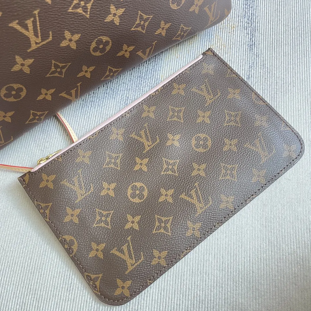 LV Neverfull 老花 金色 牛皮 手拿包 精致手拿款