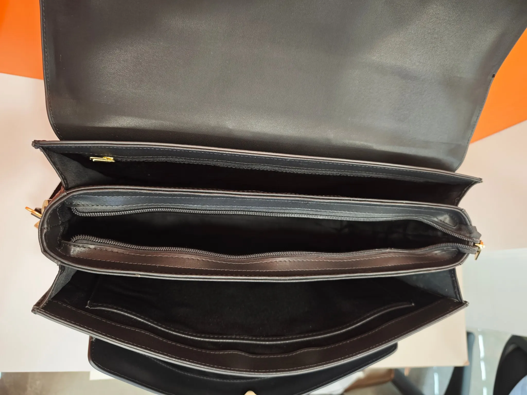 Black Briefcase Business Commuter Leather