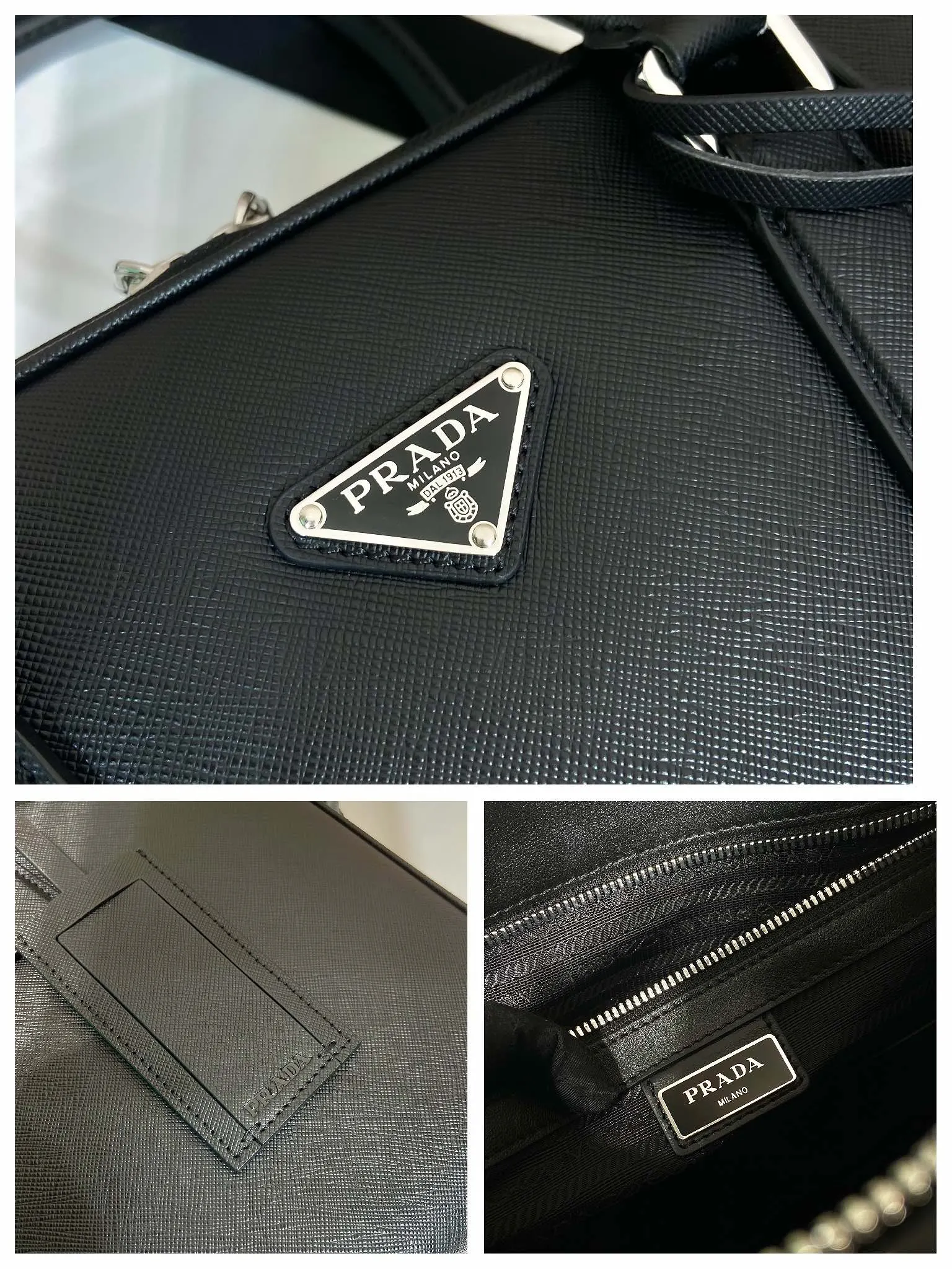 Prada Re-Nylon 2VE022 皮革 Saffiano 十字紋 公文包