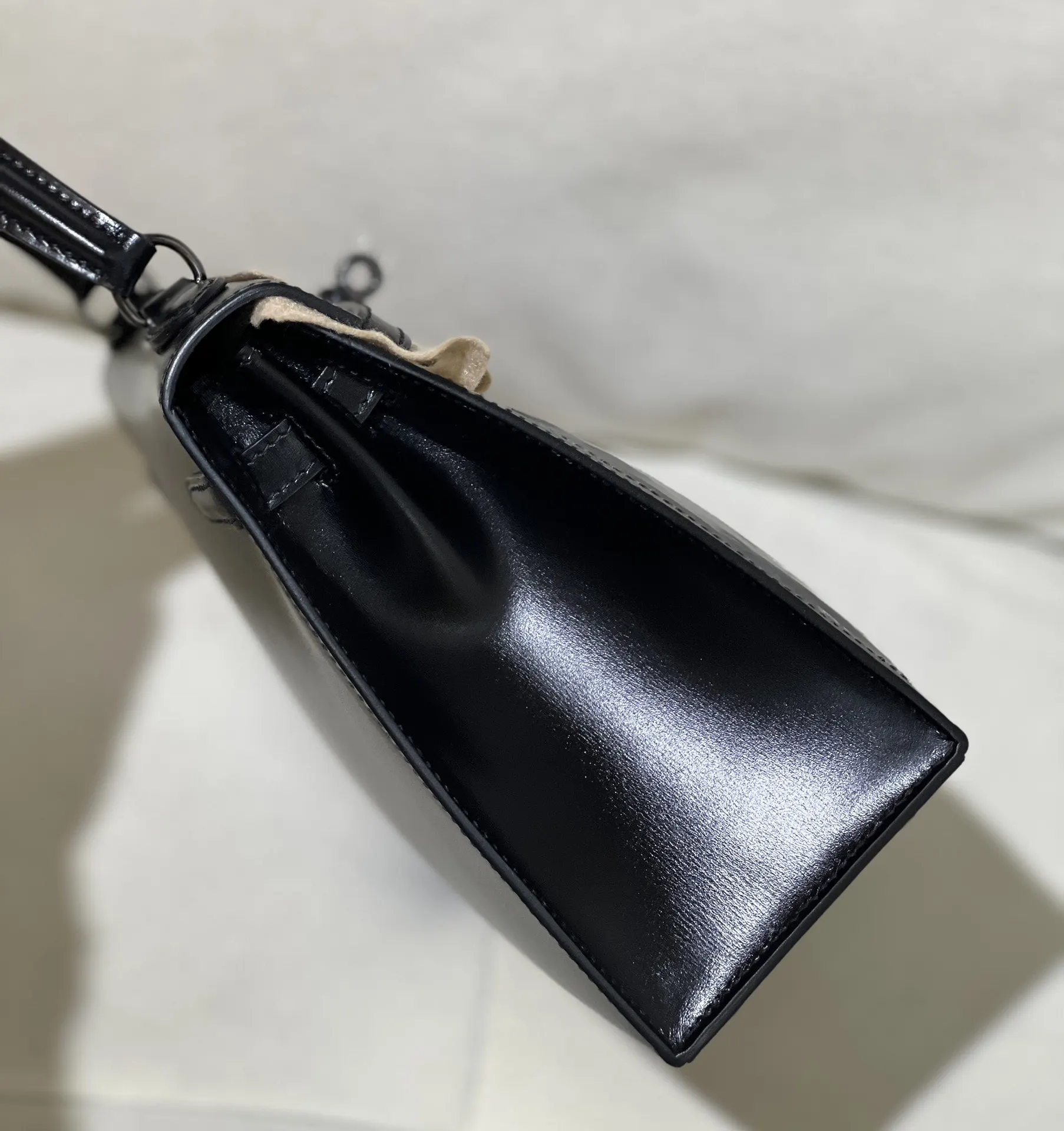 Hermès Kelly 黑色 皮革 手提包