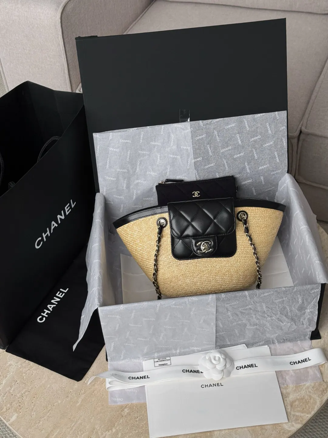 CHANEL 黑色 羊皮 收納包 旅行收納款
