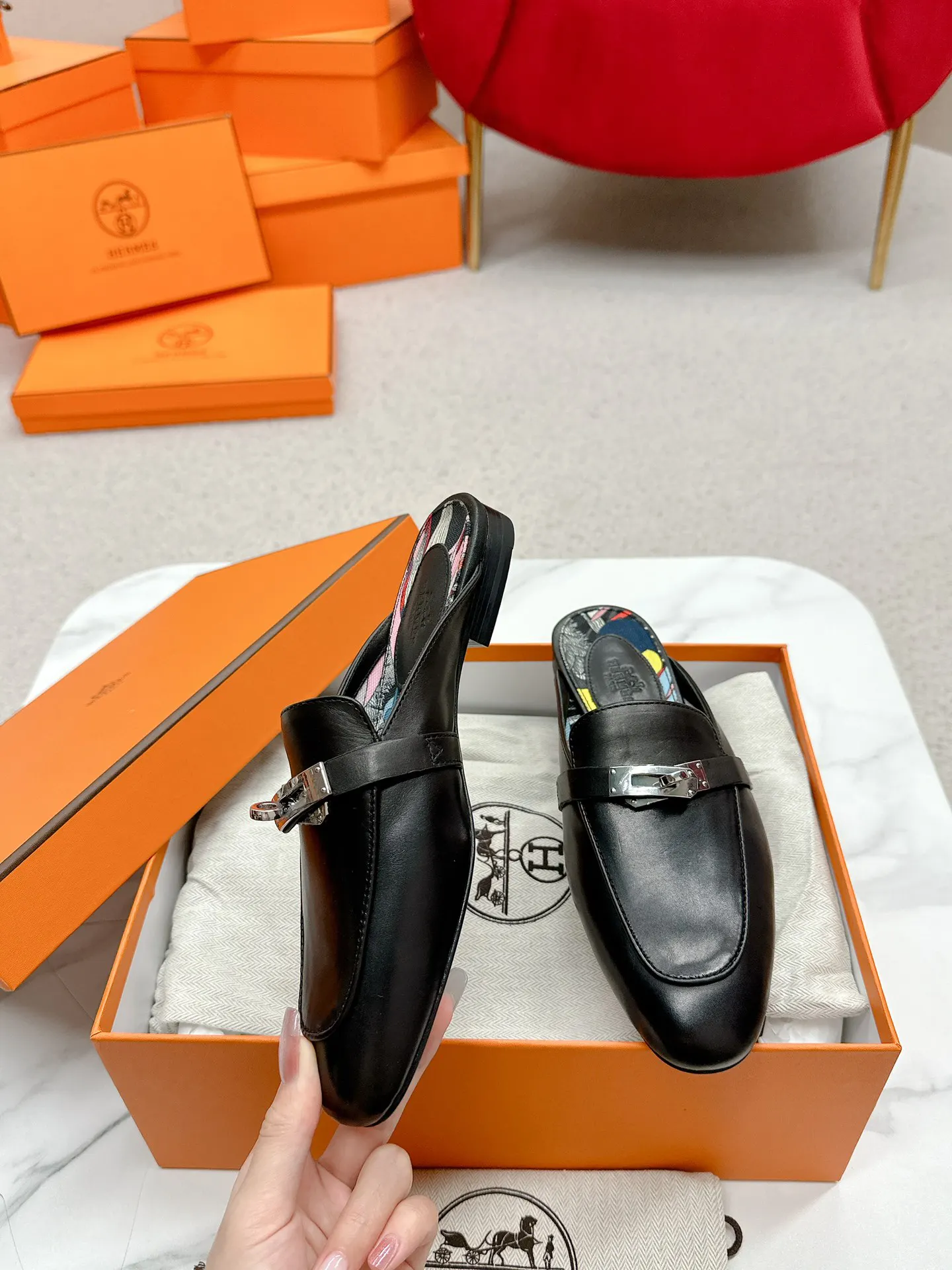 Hermès Leather Slides
