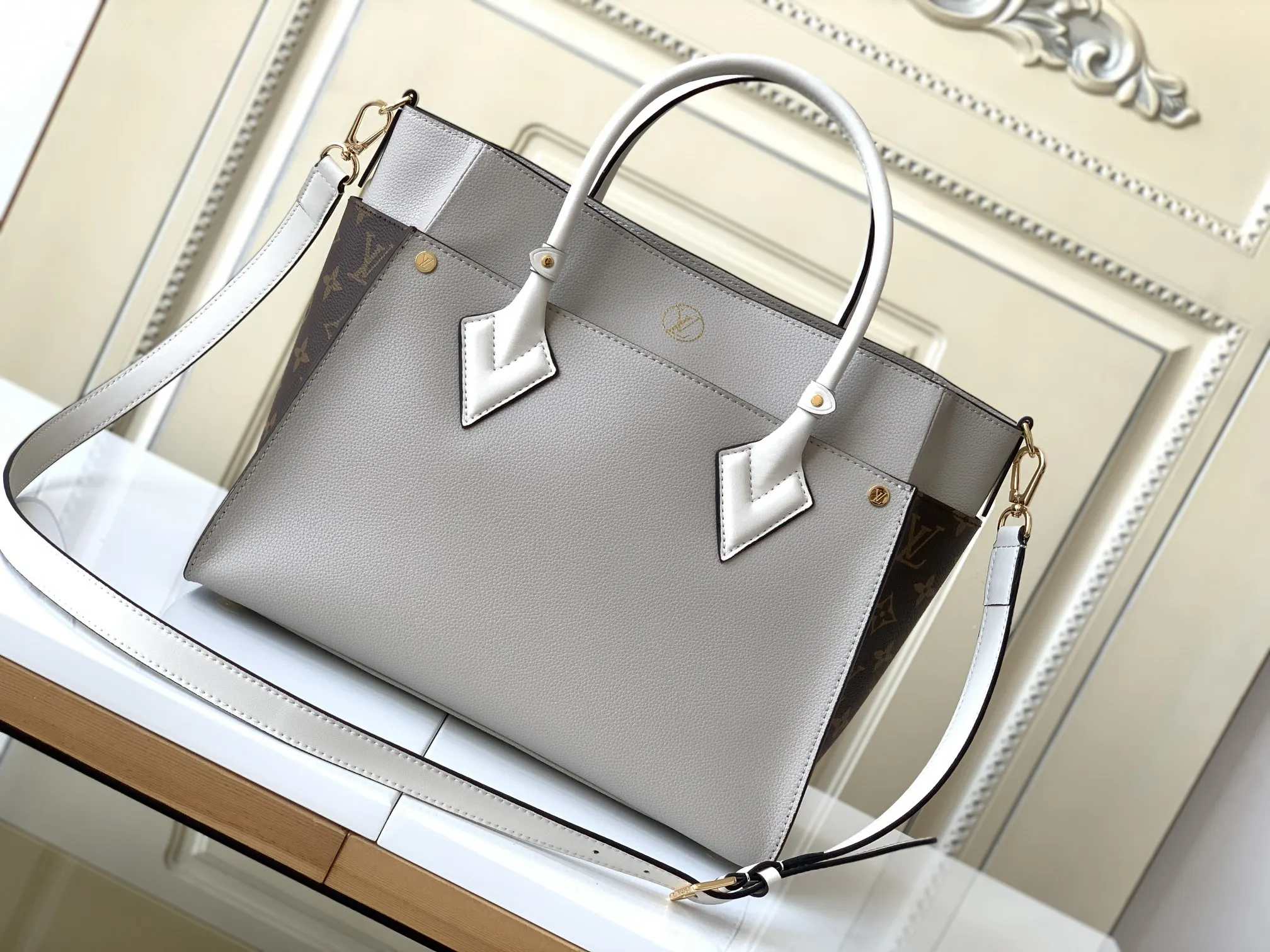 Monogram Crossbody Bag Lightweight Leather