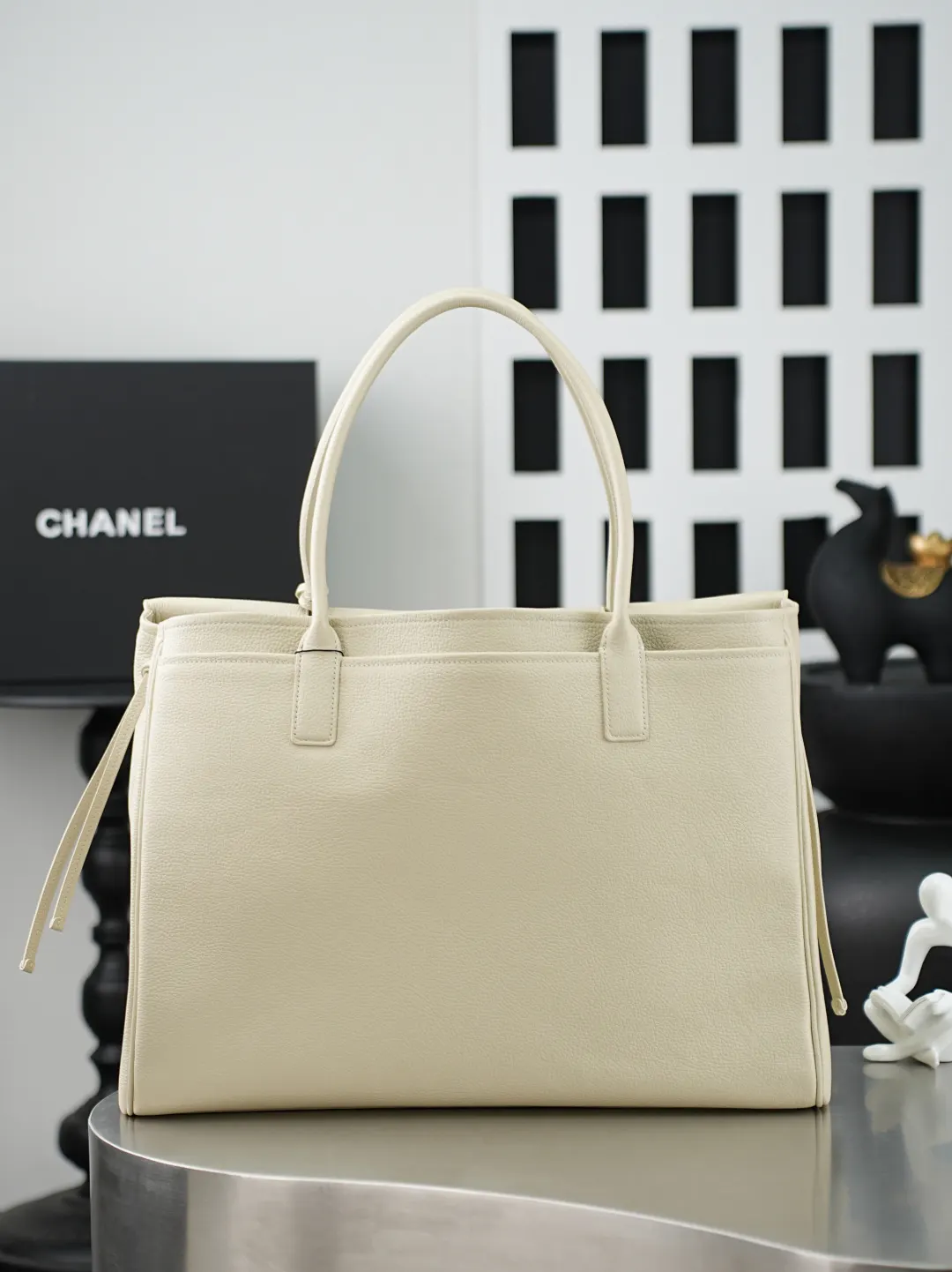 CHANEL 白色 米白 牛皮 托特包 大容量托特款