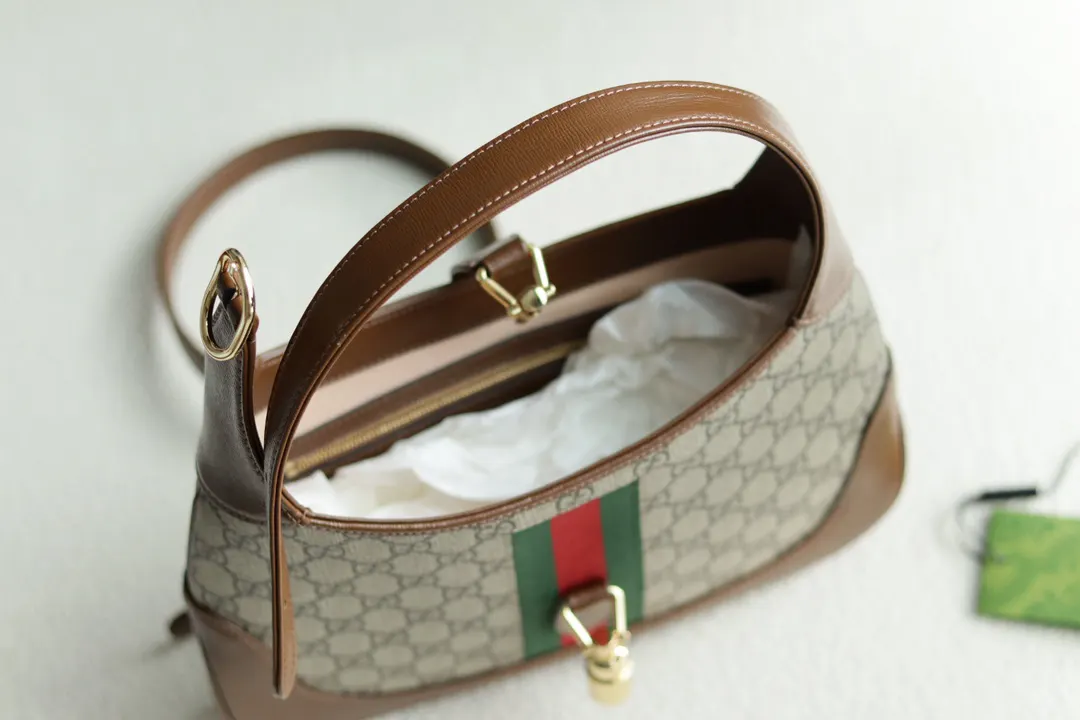 Gucci Jackie 1961 老花焦糖皮革腋下包 单肩斜挎