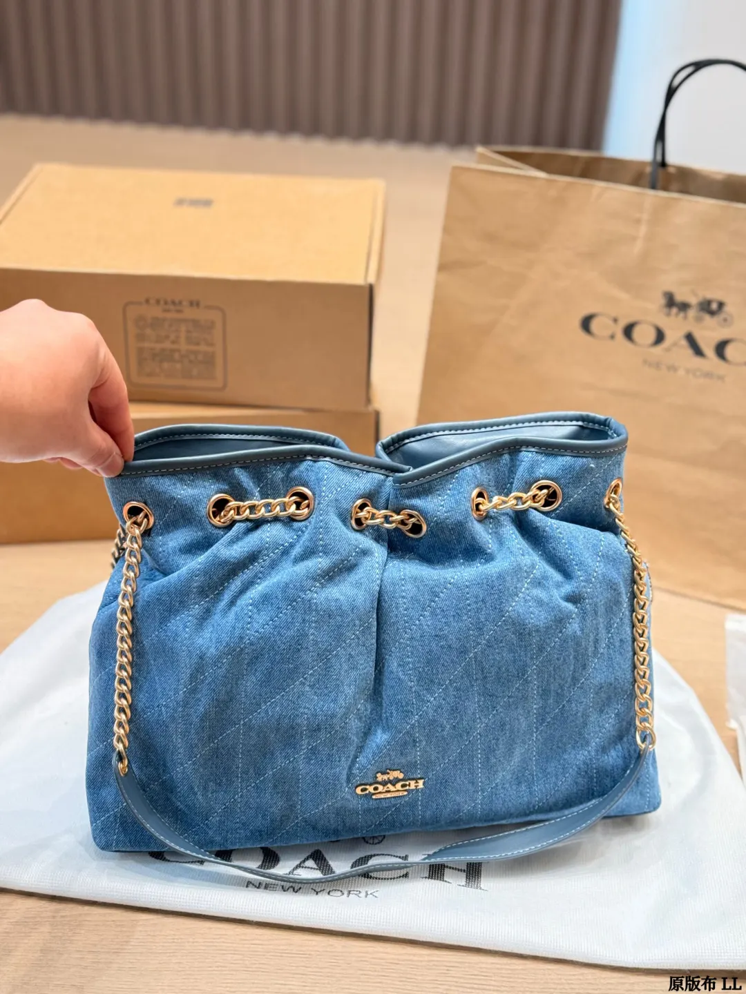 Coach 蓝色 粉色 托特包 大容量托特款
